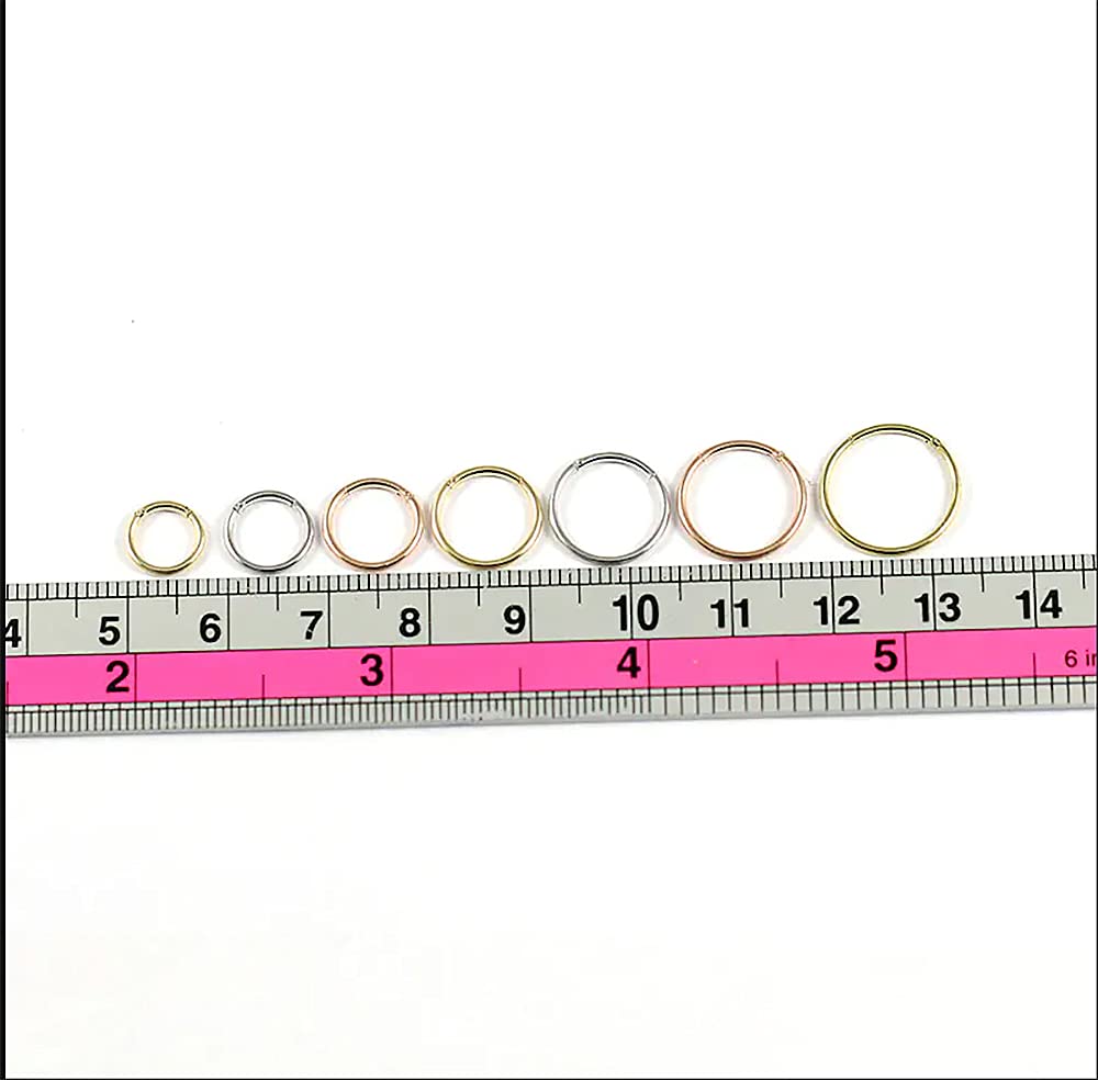 9K Solid Gold 16 Gauge Hinged Segment Hoop Ring - Nose Ring, Cartilage Earring for Rook, Daith, Tragus & Helix Piercings | Hypoallergenic Body Jewelry for Everyday Wear & Special Occasions