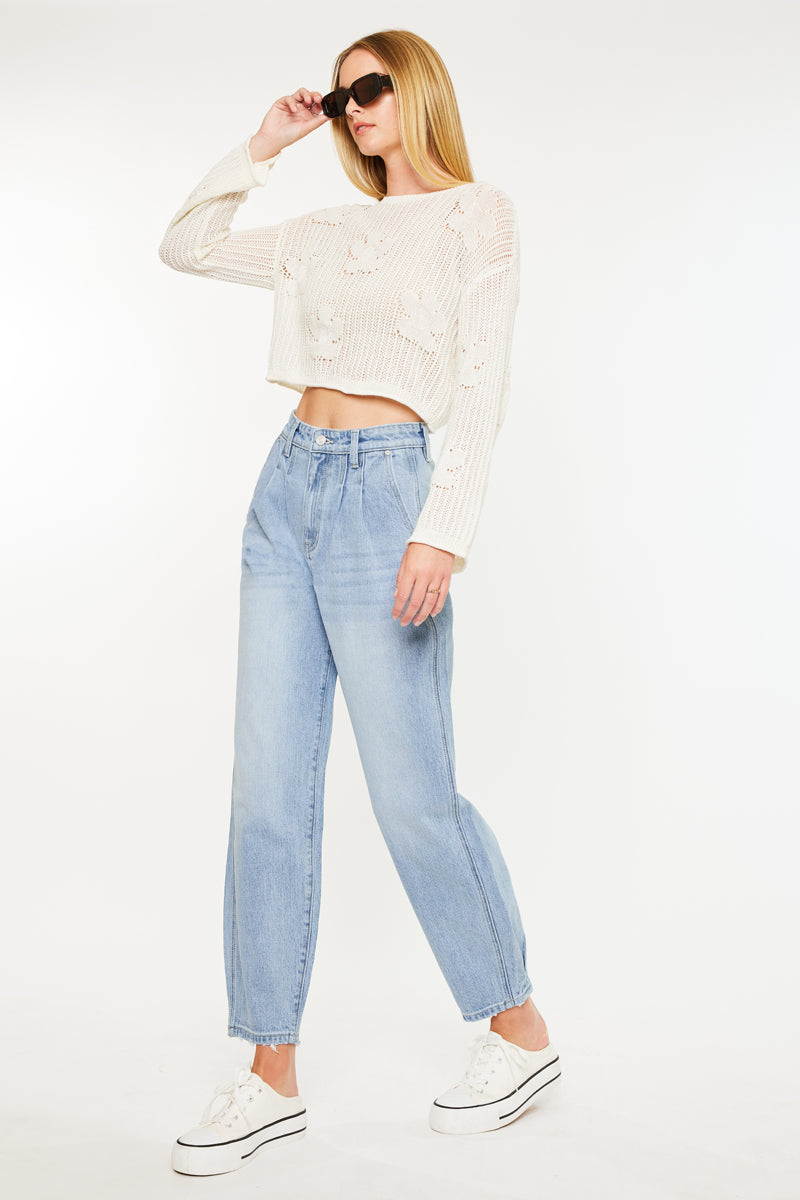 Rea Ultra High Rise Wide Tapered Fit Jeans for Women - Stretchy Denim Pants with Comfortable Waistband - Perfect for Casual Wear, Office Outfits and Night Out