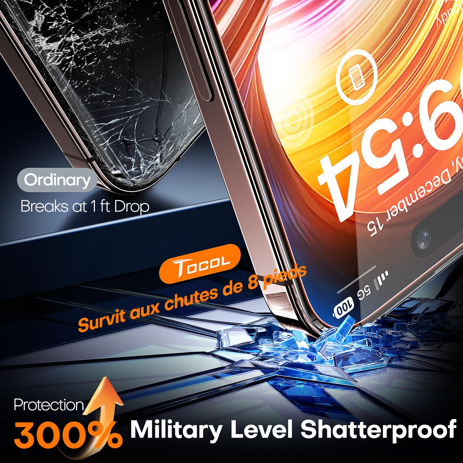 TOCOL iPhone 16 Pro Max Screen Protector - Military Grade Shatterproof, 9H Hardness Tempered Glass - Full Coverage HD Clear Protection - Easy Installation (2 Pack) - Perfect for Outdoor Activities, Travel & Daily Use