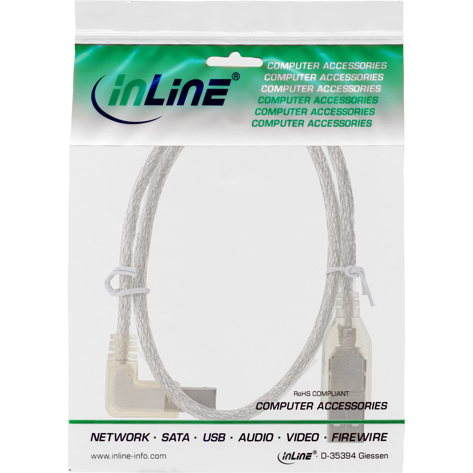 0.3m USB A to USB B Male to Male Transparent Cable - High Speed USB 2.0 Data Sync & Charging Cord for Printers, Scanners, Audio Interfaces & More (0.3m/1ft, Clear)