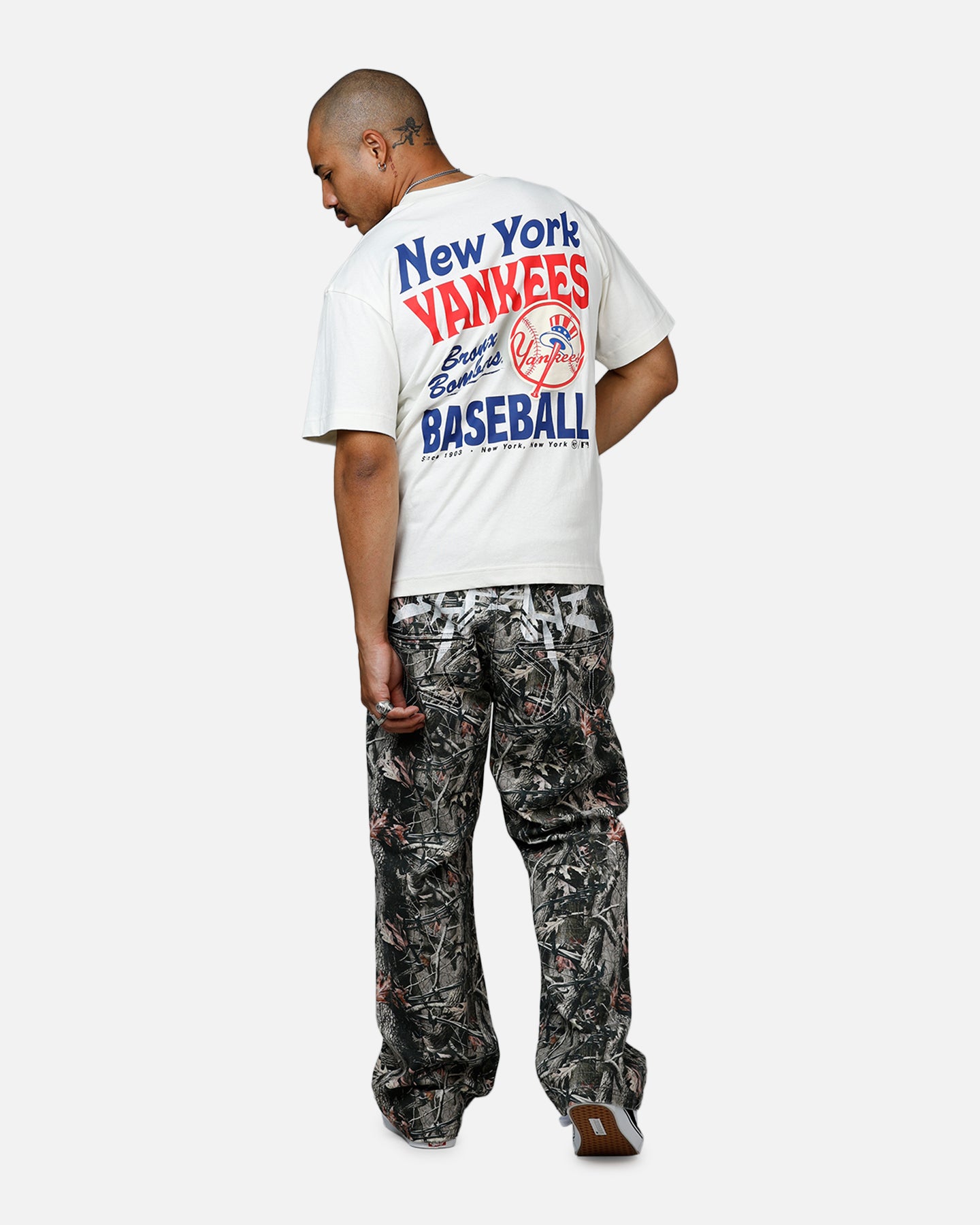 New York Yankees 47 Brand All Fire T-Shirt - White | Official MLB Fan Gear for Baseball Games & Casual Wear