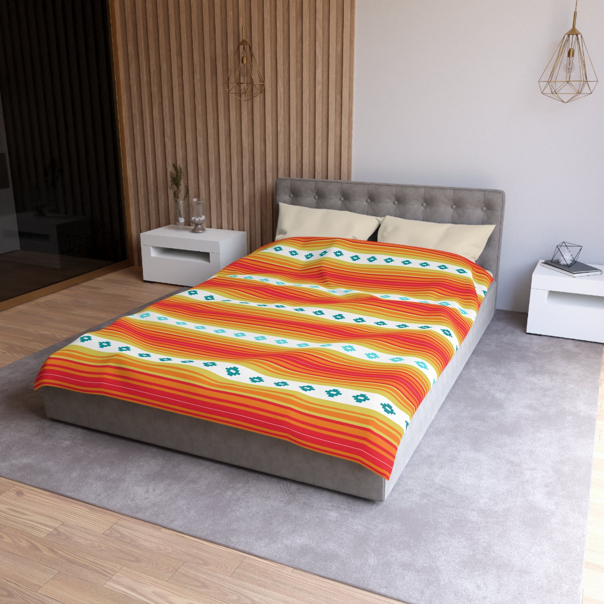 Southwestern Boho Bedroom Bedding Set - Soft Microfiber Duvet Cover with Piping - Queen, King, Full & Twin Sizes - Perfect for Guest Rooms & Vacation Homes