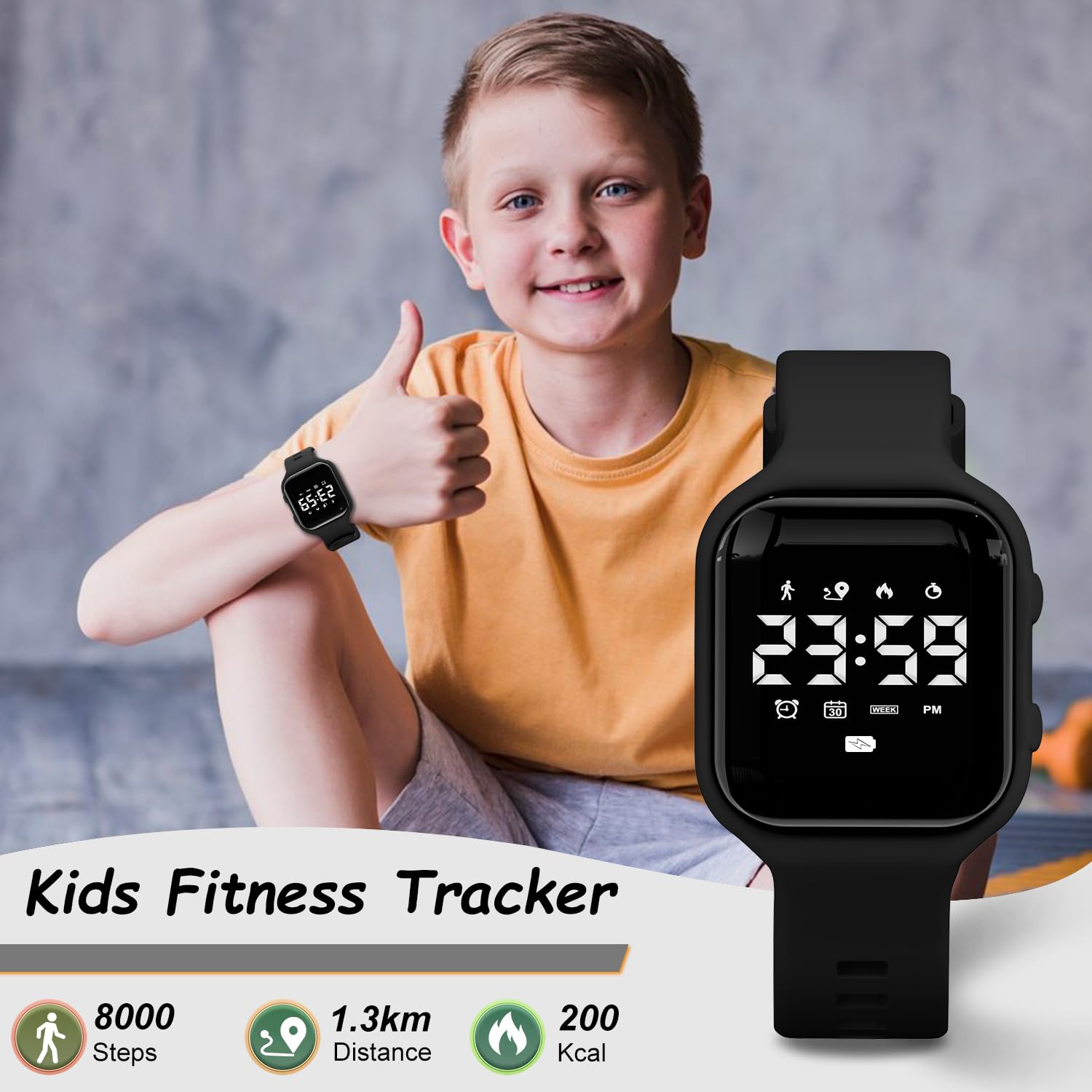 GOLDEN HOUR Kids Digital Sports Watch with Fitness Tracker, Alarm, Stopwatch - Waterproof No App Needed - Best Birthday Gift for Boys & Girls Age 4-12 - Perfect for School, Sports & Outdoor Activities