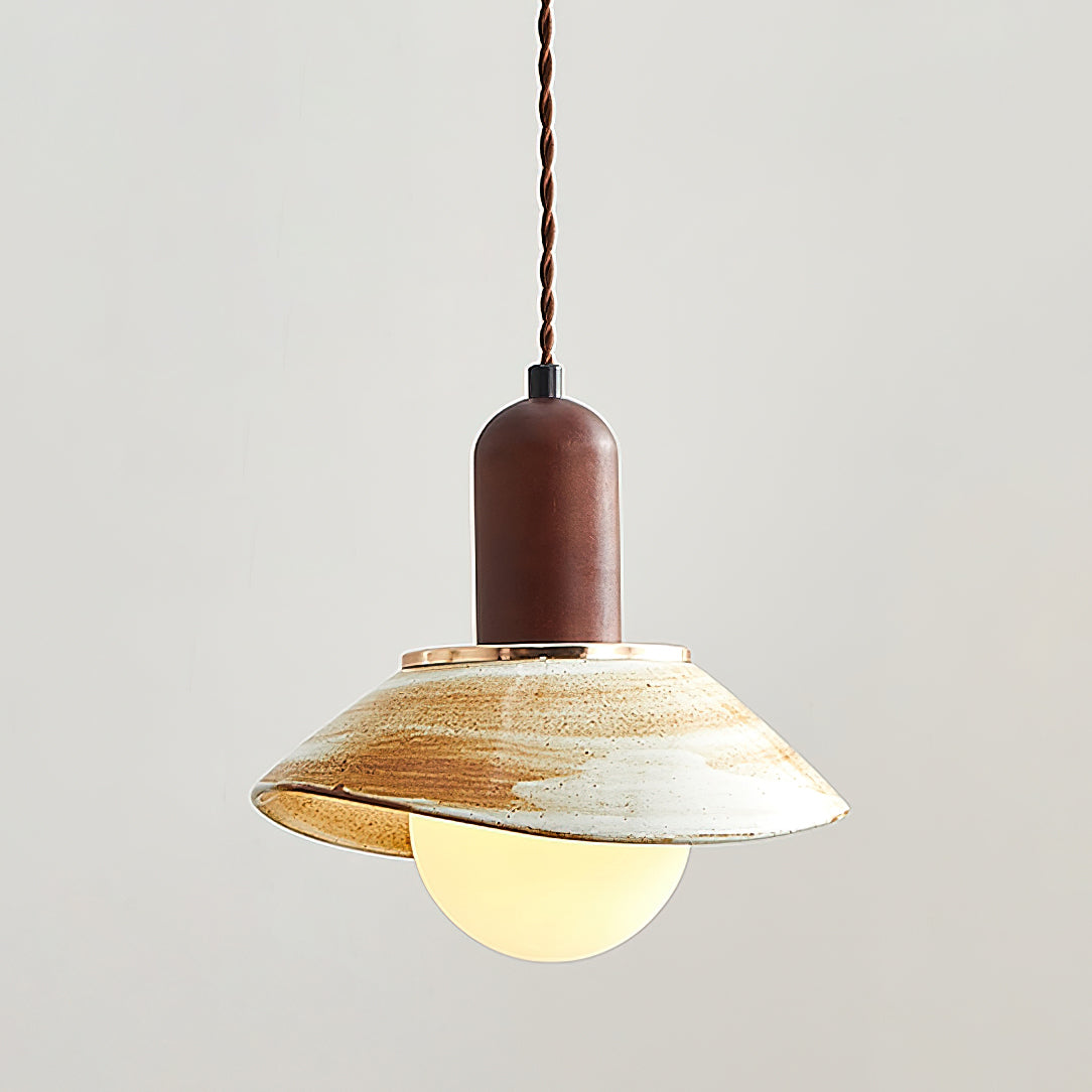 Handmade Ceramic Pendant Light with Cup Lid Design - Modern Boho Ceiling Fixture for Kitchen, Dining Room & Cafe Decor