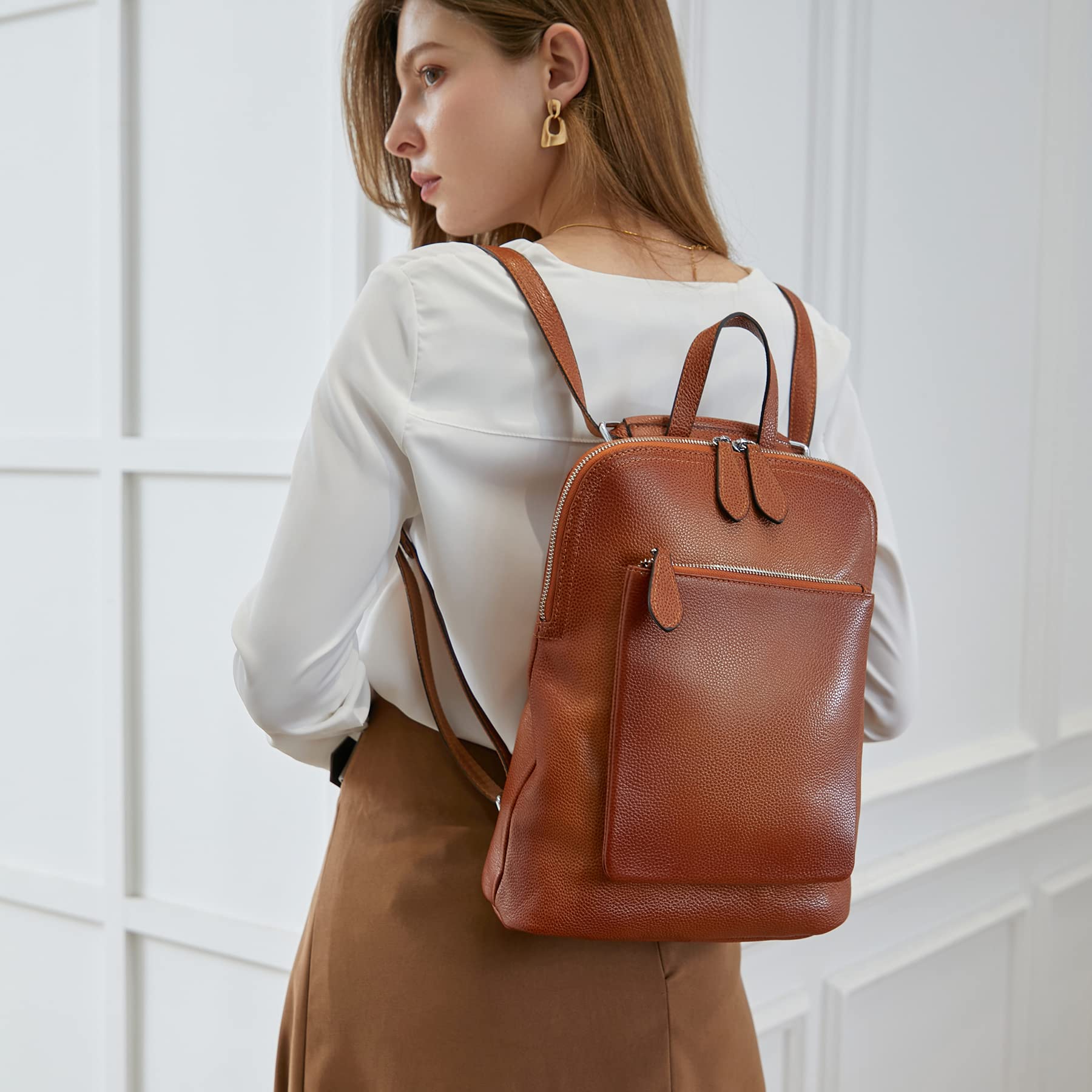 HESHE Women's Leather Backpack Purse - Convertible Designer Handbag for Work, Travel & Daily Use | Stylish Laptop Backpack with Multiple Pockets | Perfect for Office, School & Commuting