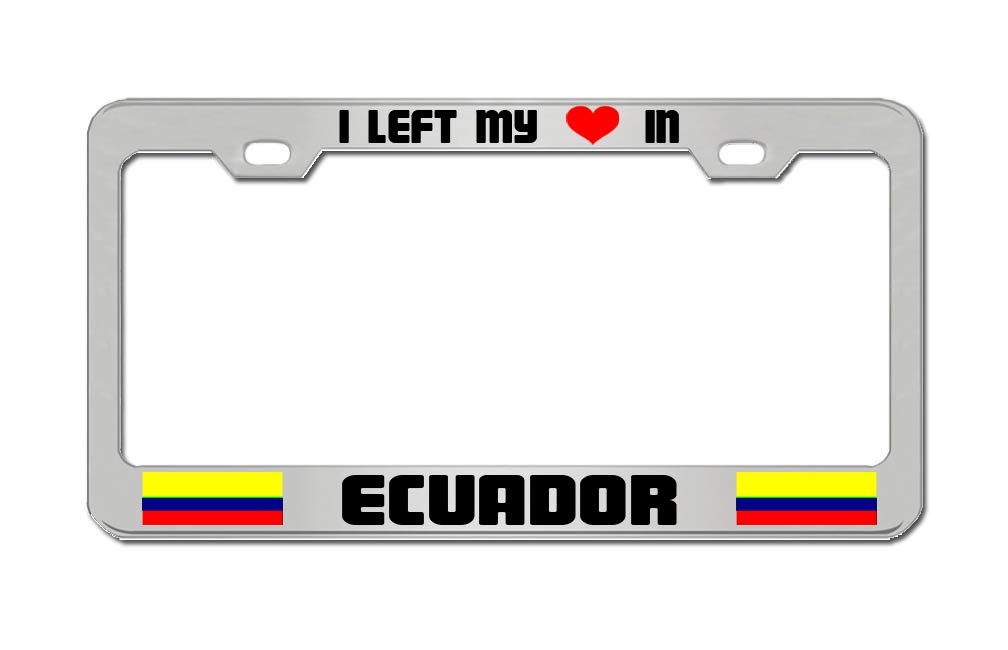 Ecuador Flag Metal License Plate Frame - Aluminum Chrome Car Truck Auto Accessory for Patriotic Enthusiasts | Perfect for Gifts, Travel Souvenirs & National Pride Displays