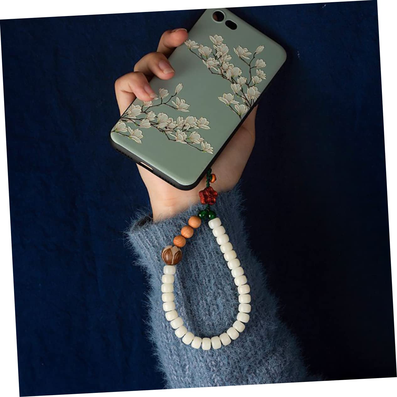 UKCOCO White Jade Bodhi Phone Lanyard - Stylish Smartphone Hanging Charm, Mobile Phone Strap, Car Decoration, Small Gift for Cell Phone, Perfect for Travel, Work, and Daily Use