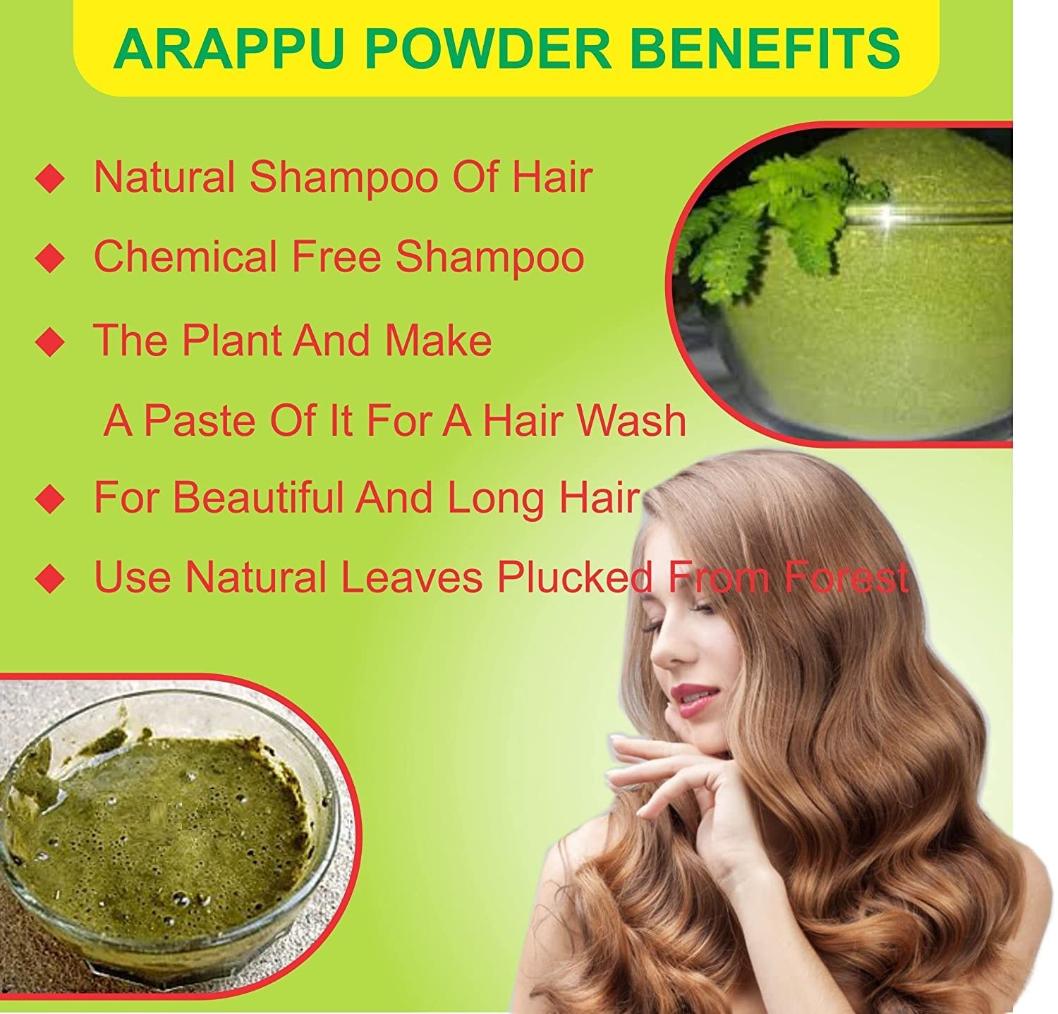 YAMKAY Arappu Albizia Amara Powder - 100% Natural Traditional Hair Wash & Conditioner (100g) for Dandruff Control, Hair Growth & Scalp Care - Perfect for Ayurvedic Hair Treatment at Home