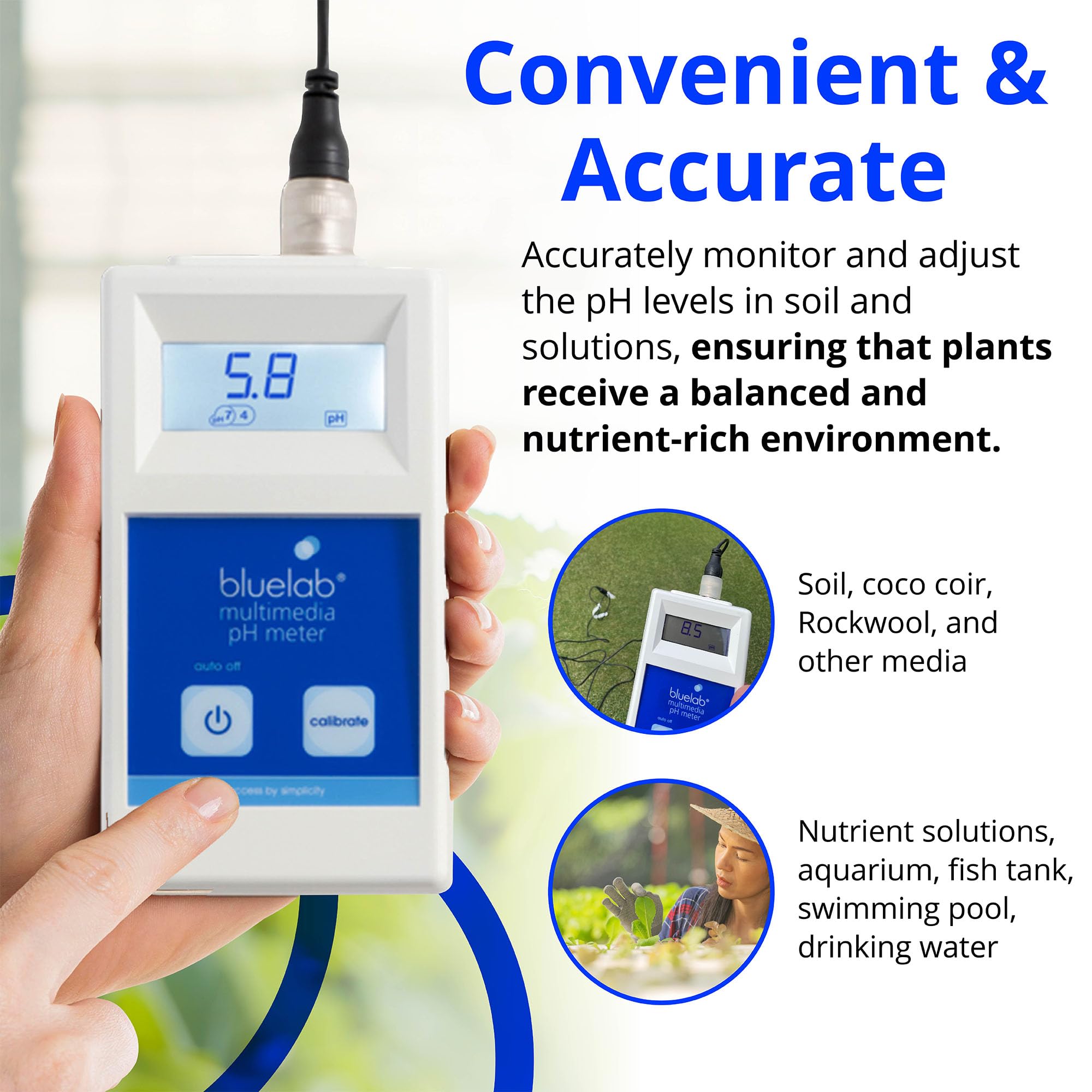 Bluelab METMULTI Digital pH Meter - Handheld Hydroponic & Soil pH Tester for Nutrient Solutions, Gardens, Greenhouses | Accurate pH Measurement for Plants, Hydroponics, Aquariums & Indoor Gardening