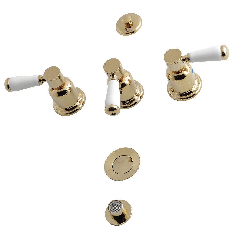 Kingston Brass KB6322DPL Paris Three-Handle Bidet Faucet - Polished Nickel Finish for Modern Bathrooms | Perfect for Bathroom Renovation & Luxury Home Upgrades