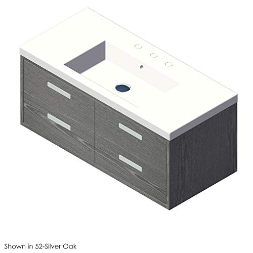 Wall-Mount Under-Counter Vanity with 4 Push-Open Drawers, Metal Inserts & Organizers - Horizon Blue - Perfect for Bathroom Storage & Small Space Organization