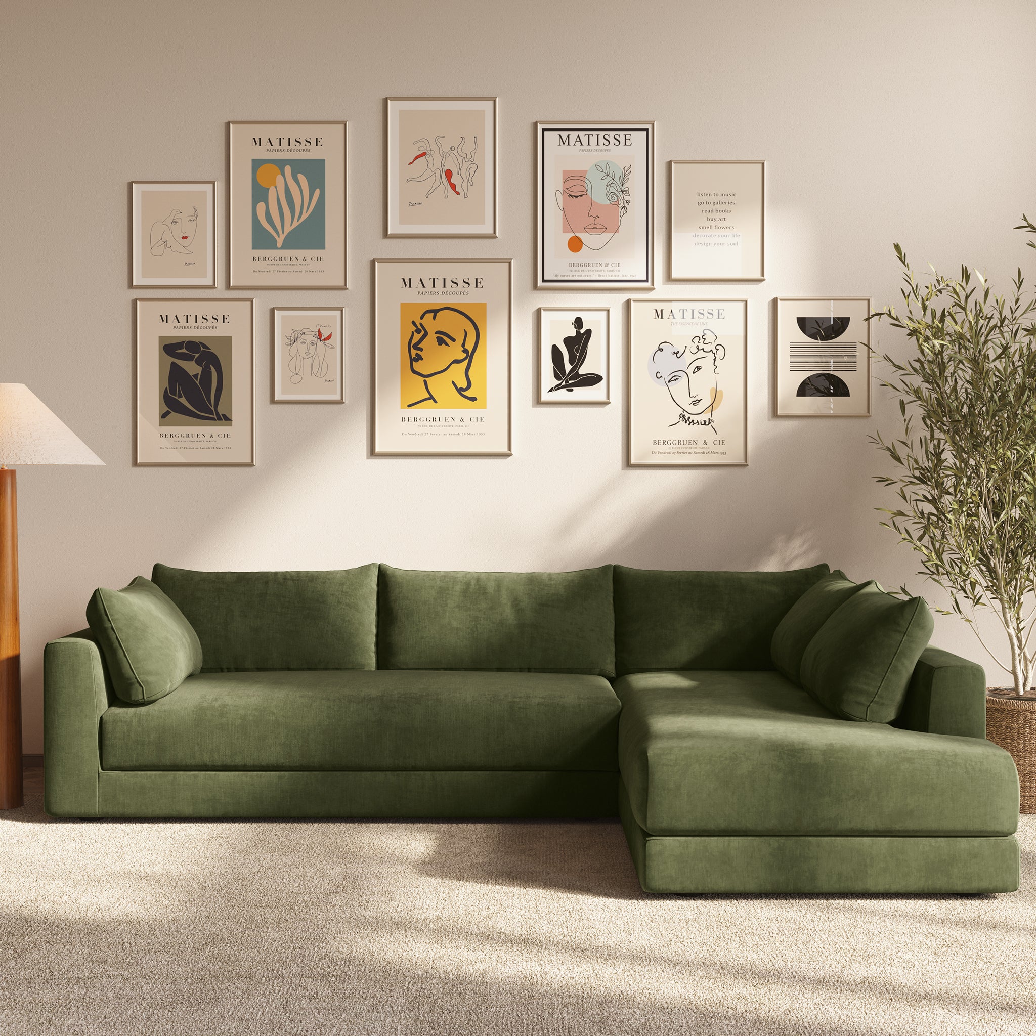 Modern Marcel Right Facing Corner Sectional Sofa - L-Shaped Couch with Chaise Lounge for Living Room, Family Room & Home Theater - Comfortable Fabric Upholstery