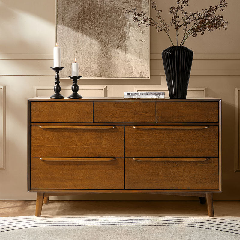 Ileanna Mid Century Modern 7-Drawer Dresser - Solid Wood Bedroom Chest of Drawers for Storage & Organization | Perfect for Master Bedroom, Guest Room & Nursery