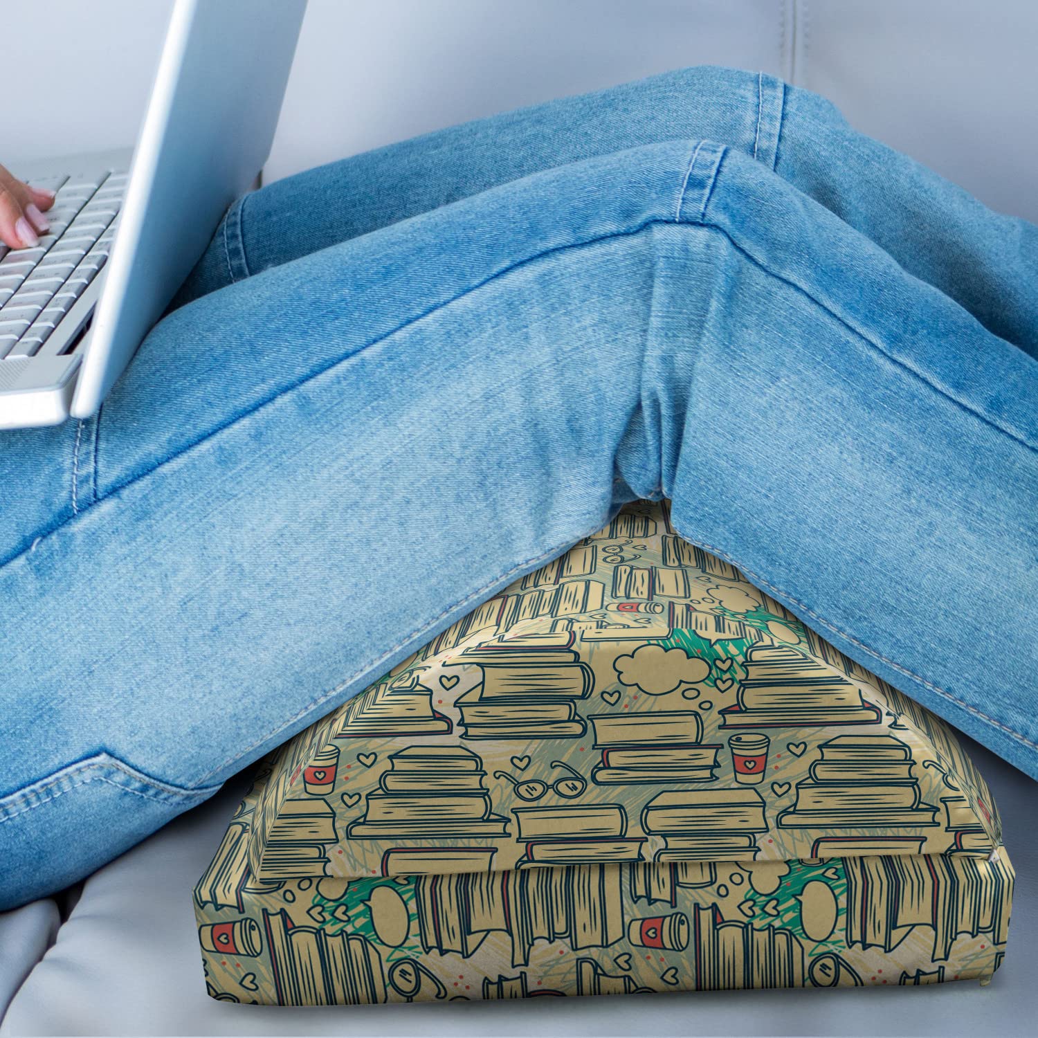 Ambesonne Book Lover Foot Rest - Adjustable Memory Foam Leg Support with Non-Slip Backing | Ergonomic Design for Office & Home Use | Perfect for Reading, Studying & Relaxing with Books