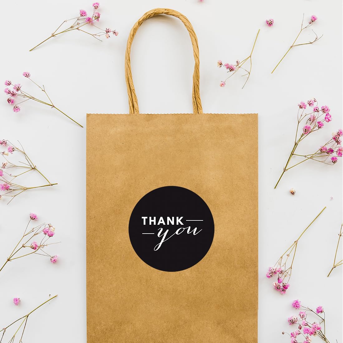 Andaz Press Circle Labels - 40-Pack Black Thank You Stickers for Gifts & Packaging