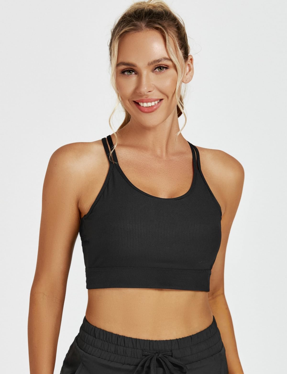 CiCiBird Women's Crisscross Back Sports Bra - Padded Racerback Crop Top for Yoga, Gym & Workout | Breathable & Supportive Activewear for Running, Pilates & Fitness Training