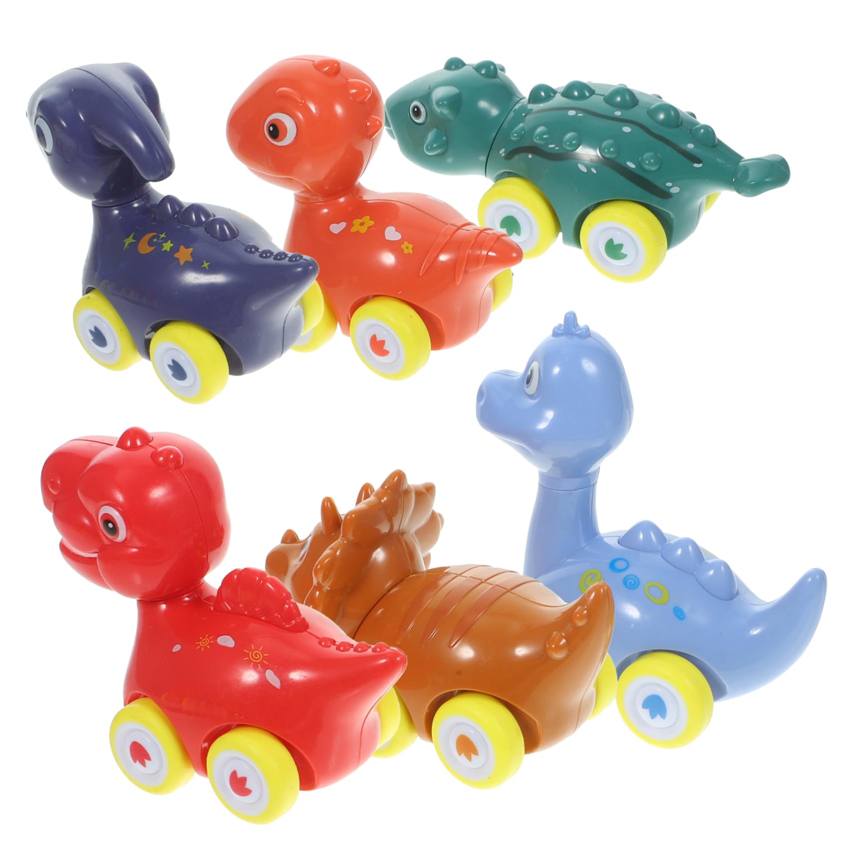 Amosfun 6pcs Dinosaur Pull Back Car Set - Friction Powered Animal Toy Vehicles, Plastic Dino Car Models for Kids, Perfect for Birthday Gifts, Party Favors, and Educational Playtime