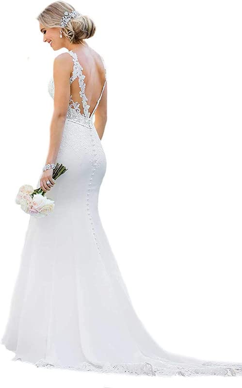 WeddingDazzle Women's Modern Fitted Wedding Dress - Elegant Bridal Gown for Church Ceremony, Beach Wedding & Reception