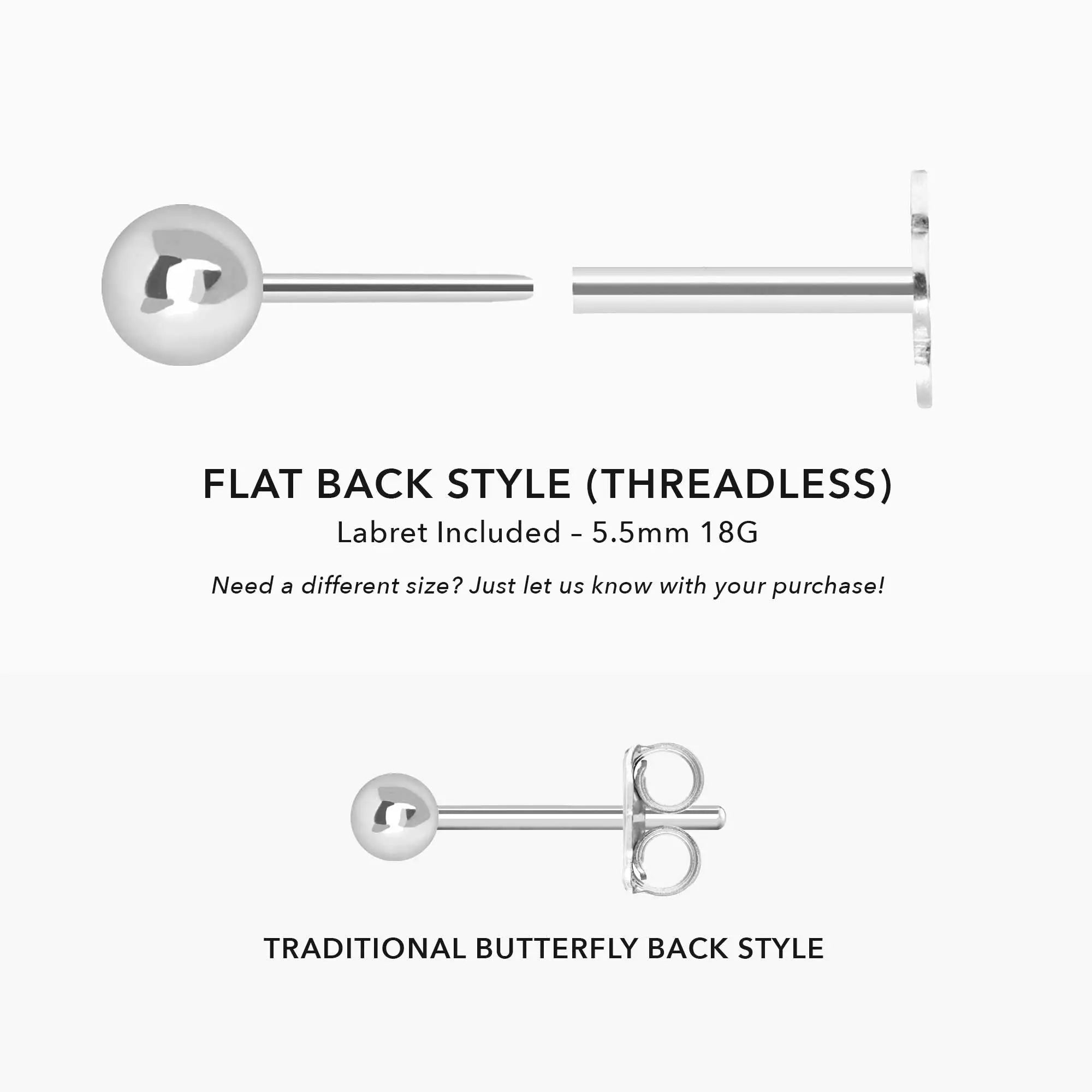 14k White Gold Flat Back Butterfly Earrings for Women - Elegant Mama Jewelry Gift for Mother's Day, Wedding, Anniversary & Special Occasions