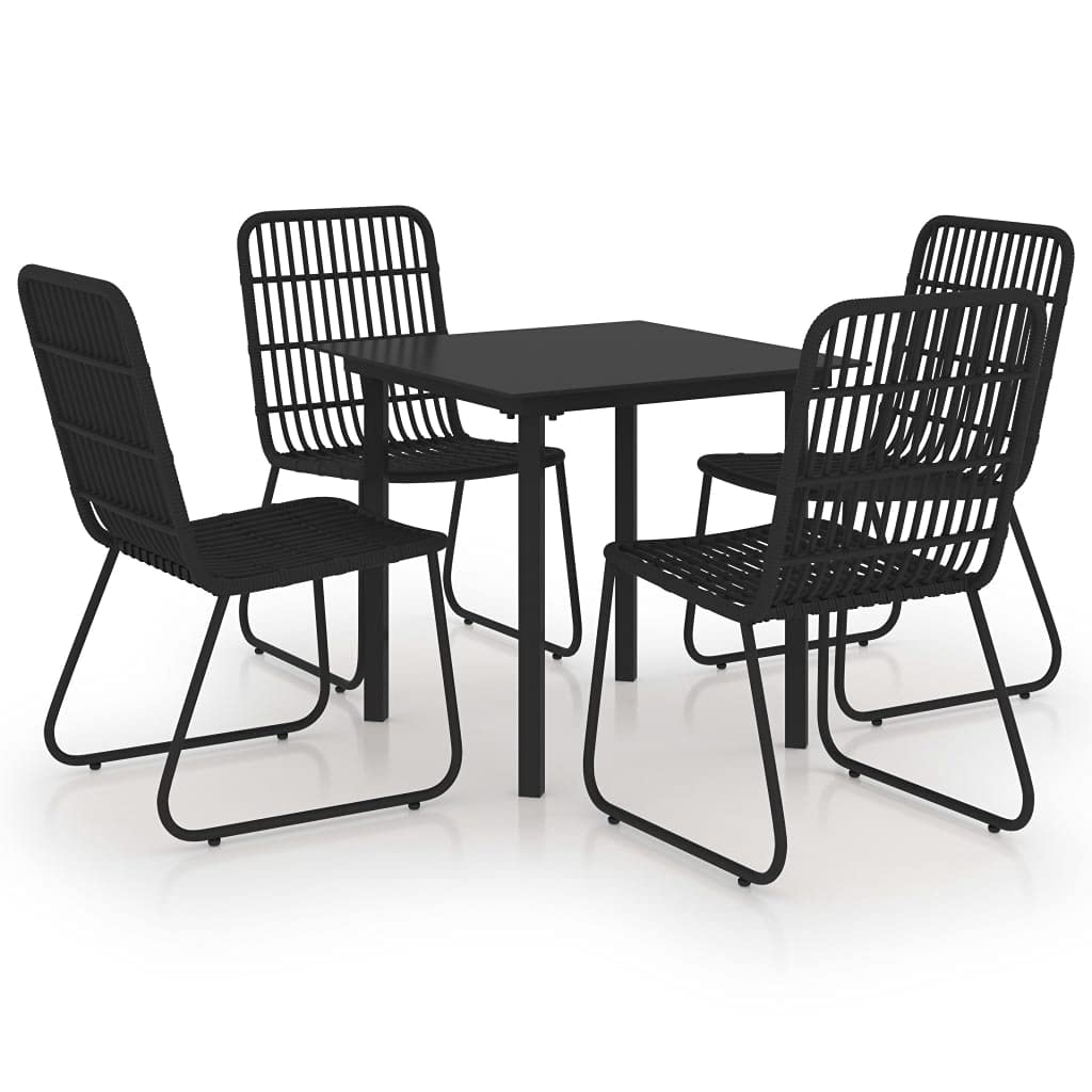 vidaXL 5-Piece Patio Dining Set - Outdoor Garden Furniture with Poly Rattan Chairs & Glass Table - Perfect for Balcony, Backyard, Terrace, and Poolside Dining