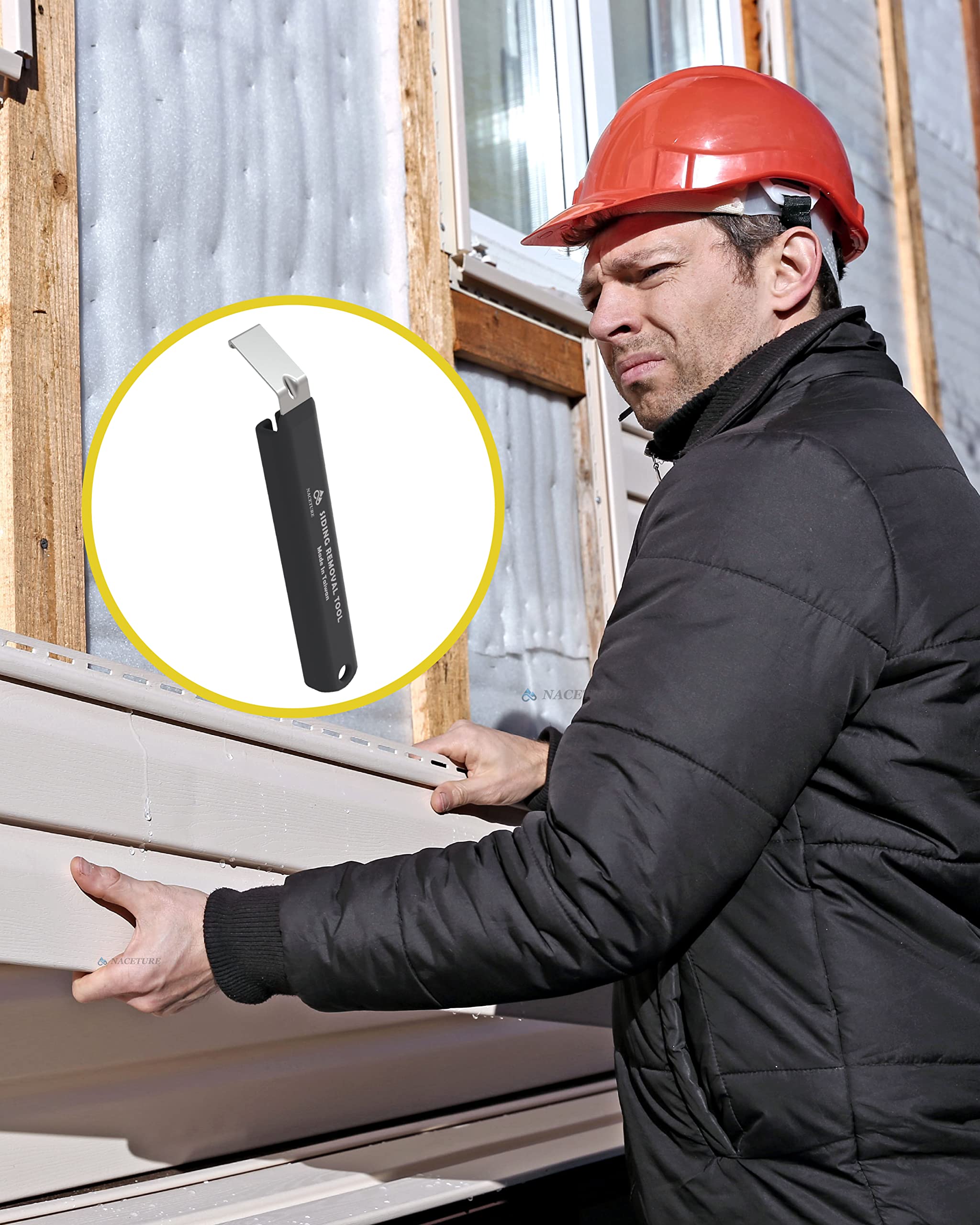 Vinyl Siding Removal Tool - Heavy Duty Zip Tool for Siding Installation & Repair - Extra Long Non-Slip Grip Handle (Black) - Perfect for Home Improvement & DIY Projects