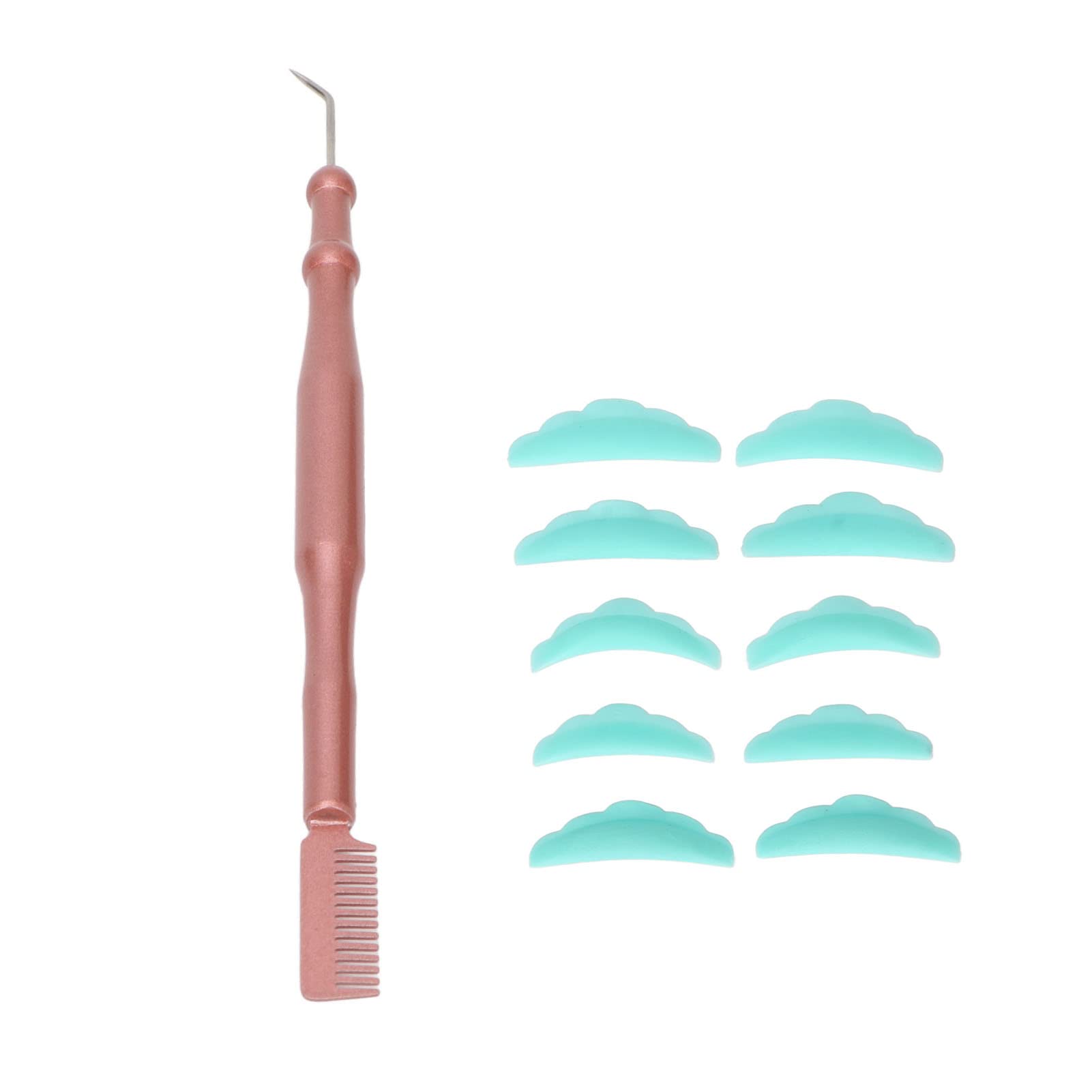 Professional Eyelash Perm Tool Kit - Double Ended Lash Separator & Tint Applicator with Washable Reusable Pads (Rose Gold) | Salon & Home Use for Perfect Lash Curling & Styling