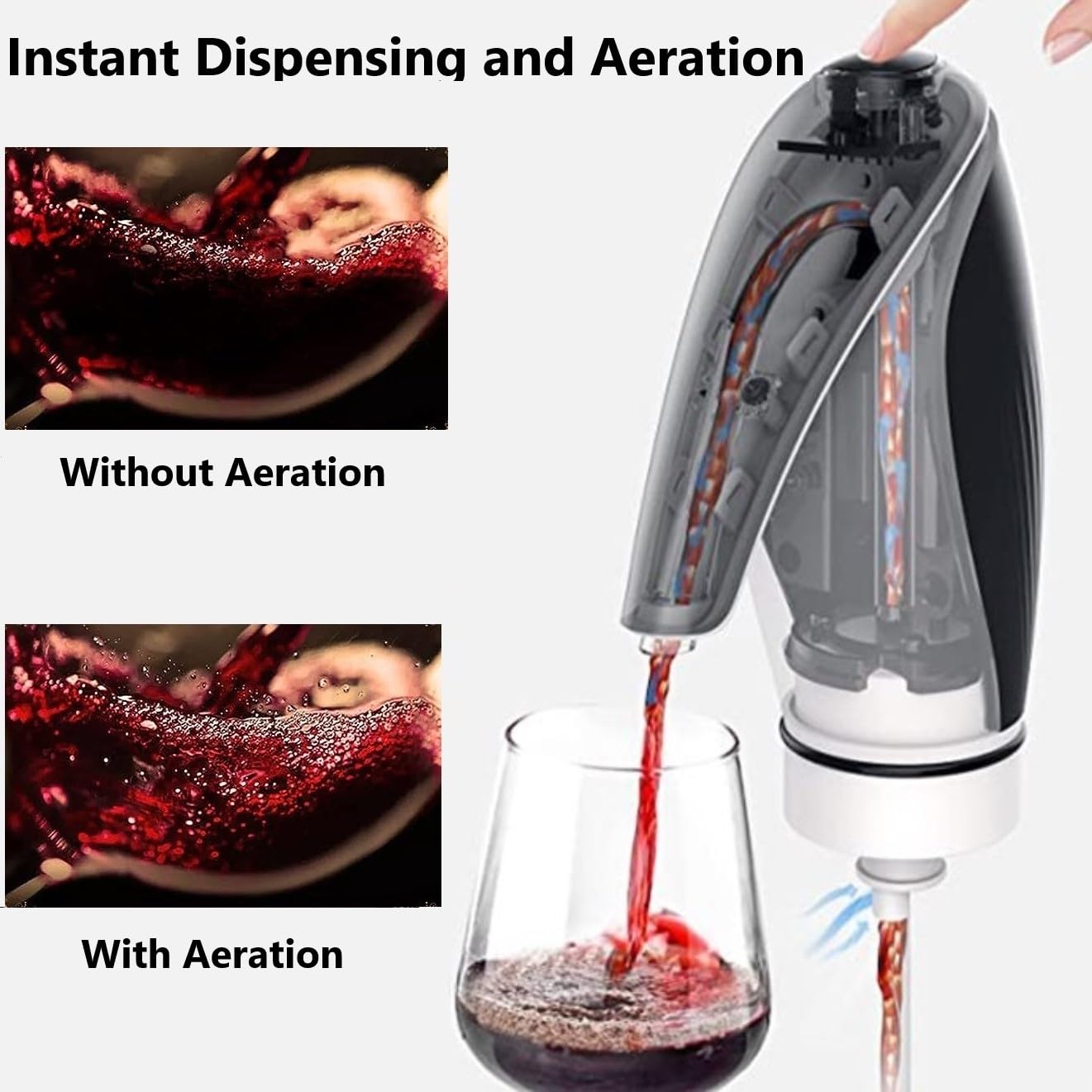 Electric Wine Decanter & Aerator - Fast Wine Pourer with LED Light, Perfect Wine Gift for Lovers & Corporate Gifts (Black/White) - Ideal for Red Wine Tasting, Dinner Parties & Holiday Gifting