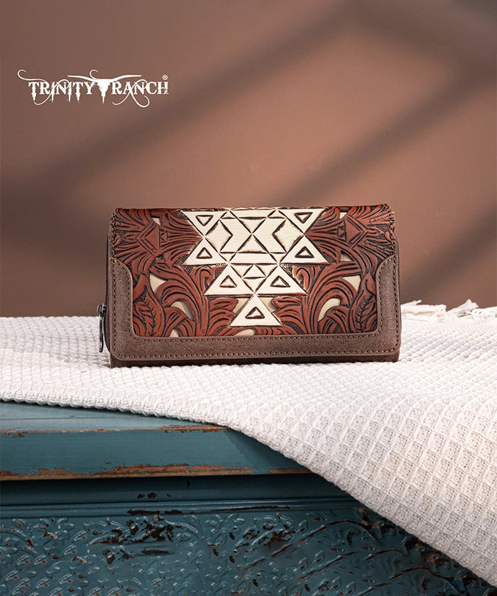 Trinity Ranch Floral Tooled Leather Wallet for Women - Handmade Cowhide Bifold Wallet with RFID Protection - Perfect for Travel, Shopping, and Everyday Use