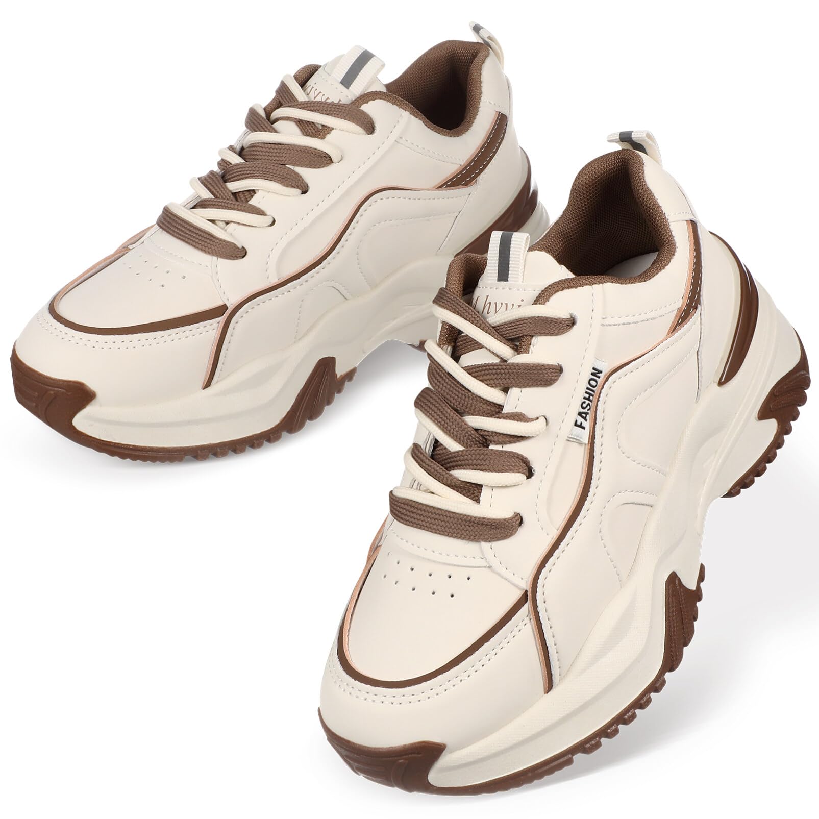 Women's Khaki Athletic Sneakers - Lightweight Tennis Shoes for Gym, Running & Casual Wear - Size 6 - Perfect for Workouts, Sports & Everyday Comfort