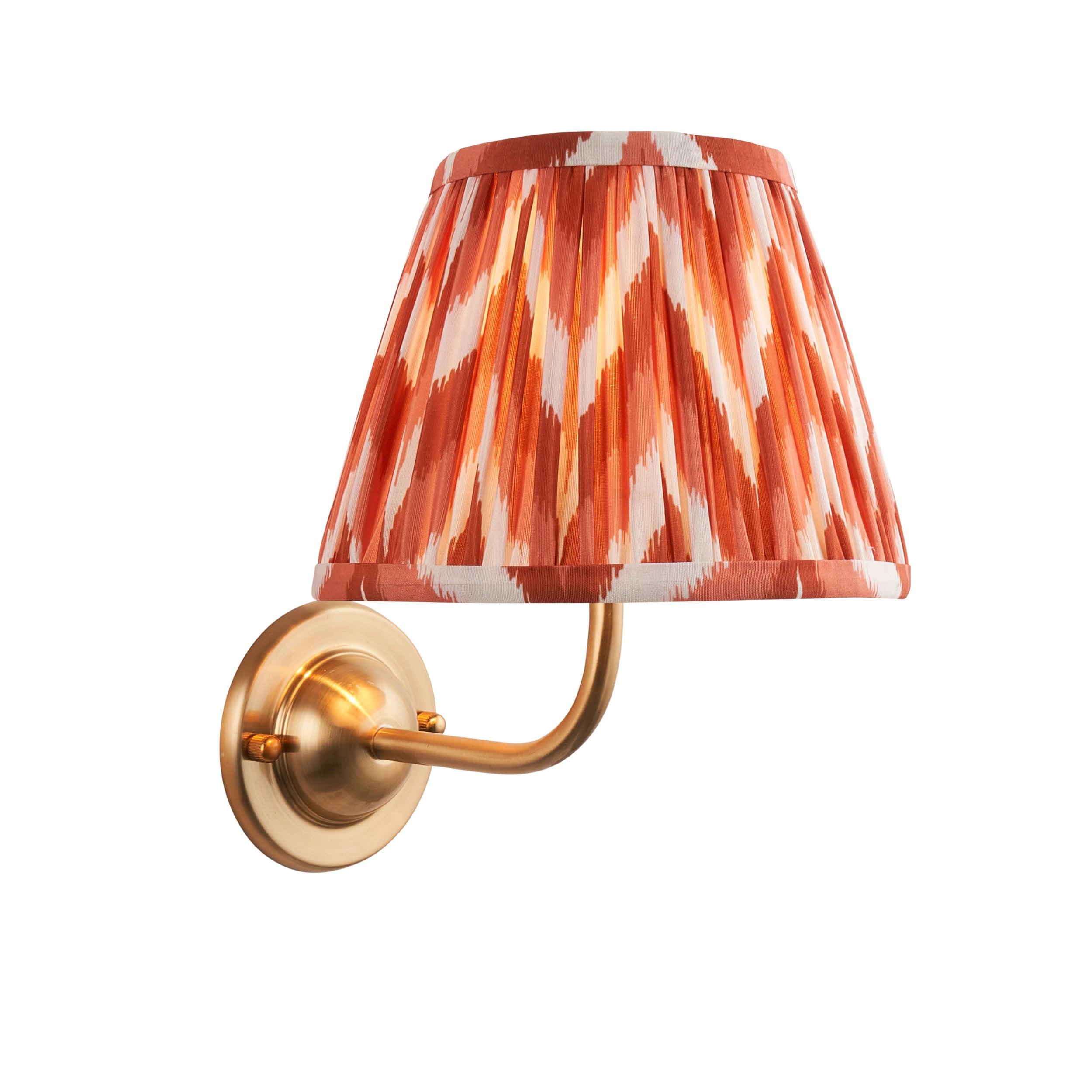 Vintage Dome Arc Brass Wall Light with Zigzag 20cm Apricot Orange Shade - Perfect for Bedroom, Living Room, and Hallway Lighting Decor