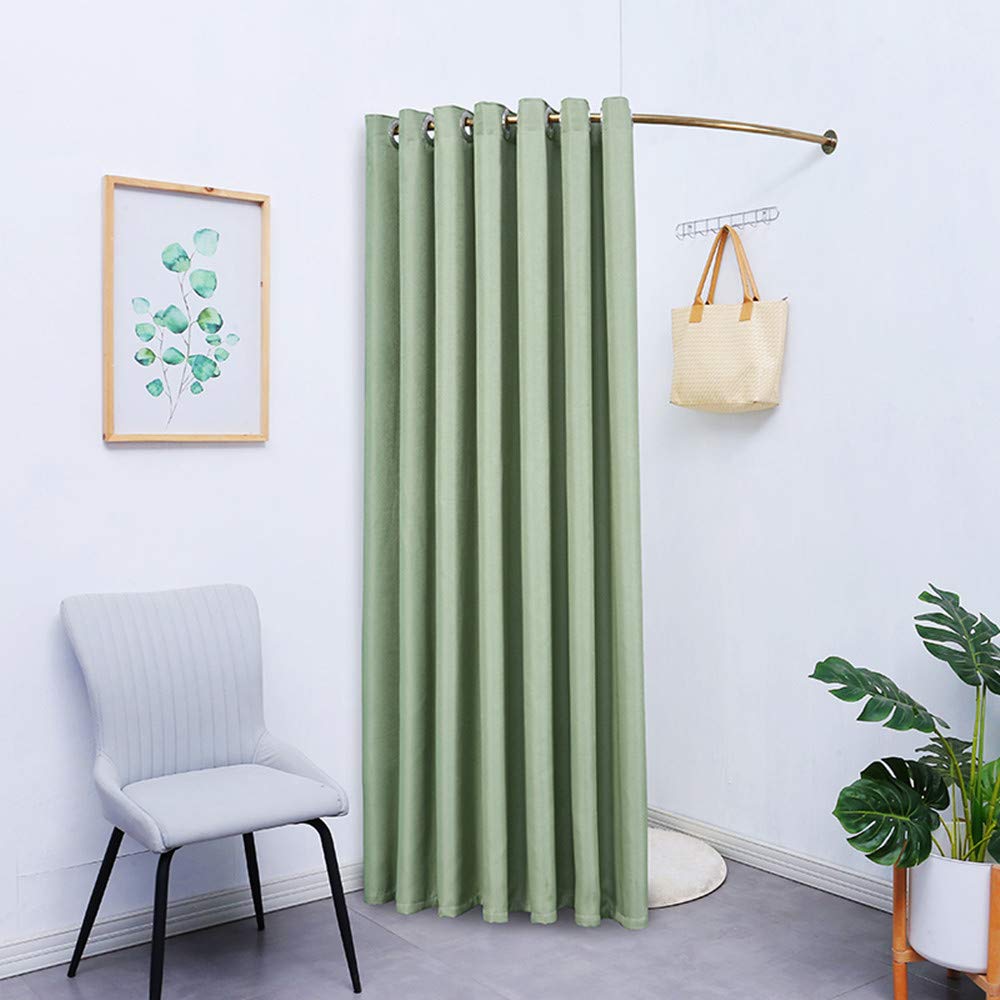 BEIFU FORM Stainless Steel Curved Curtain Rod for Clothing Store Fitting Room - 120cm Changing Room Track with Rings & Shelf (Green) | Perfect for Retail Stores, Boutiques & Dressing Rooms