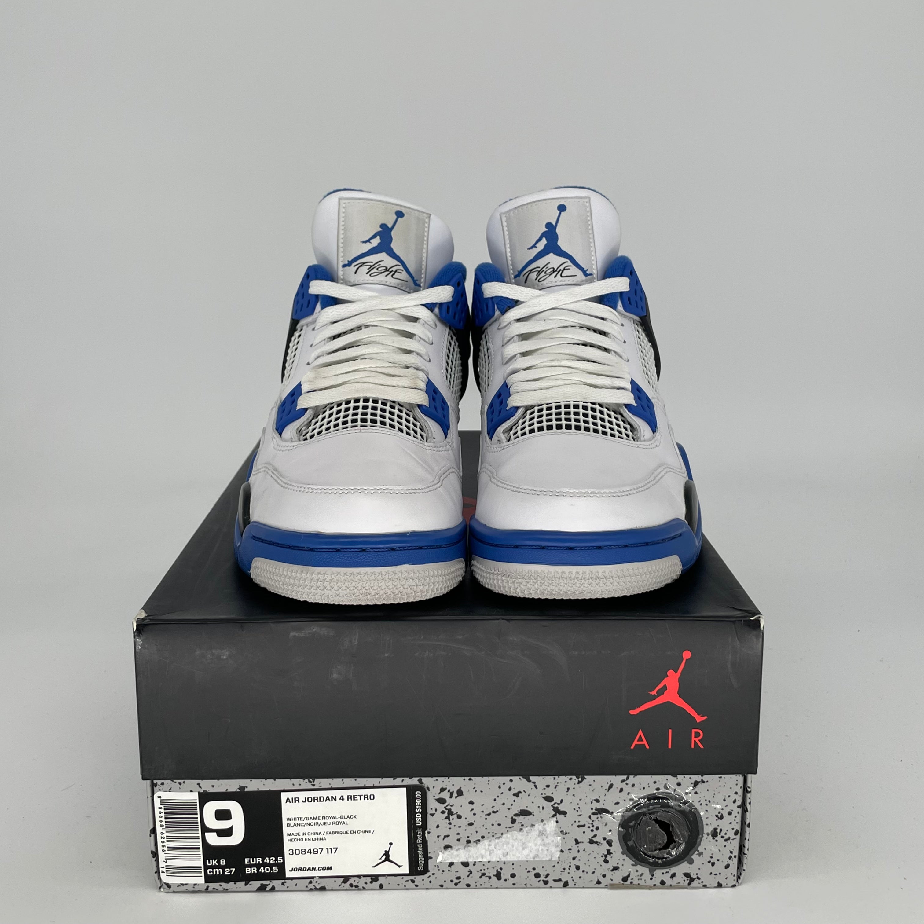 Original Title: AIR JORDAN 4 MOTORSPORTS SIZE 9/10.5W 308497 117   Optimized Title: **Air Jordan 4 Retro Motorsports - Men's/Women's Size 9/10.5W (Style Code 308497-117) - Perfect for Sneaker Collectors & Basketball Enthusiasts**