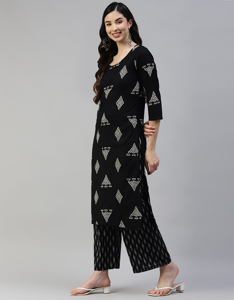 Stylish Black Cotton Palazzo Suit for Women - Comfortable & Flowy Wide Leg Pants Set - Perfect for Summer, Beach Vacations & Boho Fashion