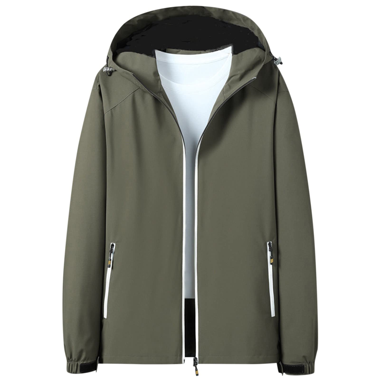 **Men's Thick Windproof Fleece Jacket with Luminous Zipper & Hood - Warm Winter Coat for Outdoor Activities, Hiking & Casual Wear**