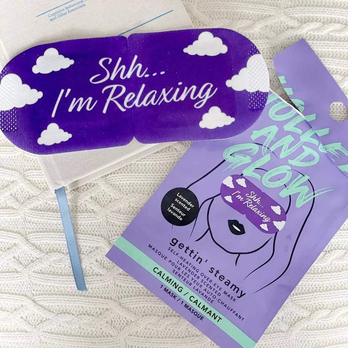Holler and Glow Self Heating Eye Mask for Relaxation & Stress Relief - Warm Compress for Dry Eyes, Puffy Eyes & Insomnia - Perfect for Travel, Work & Home Use