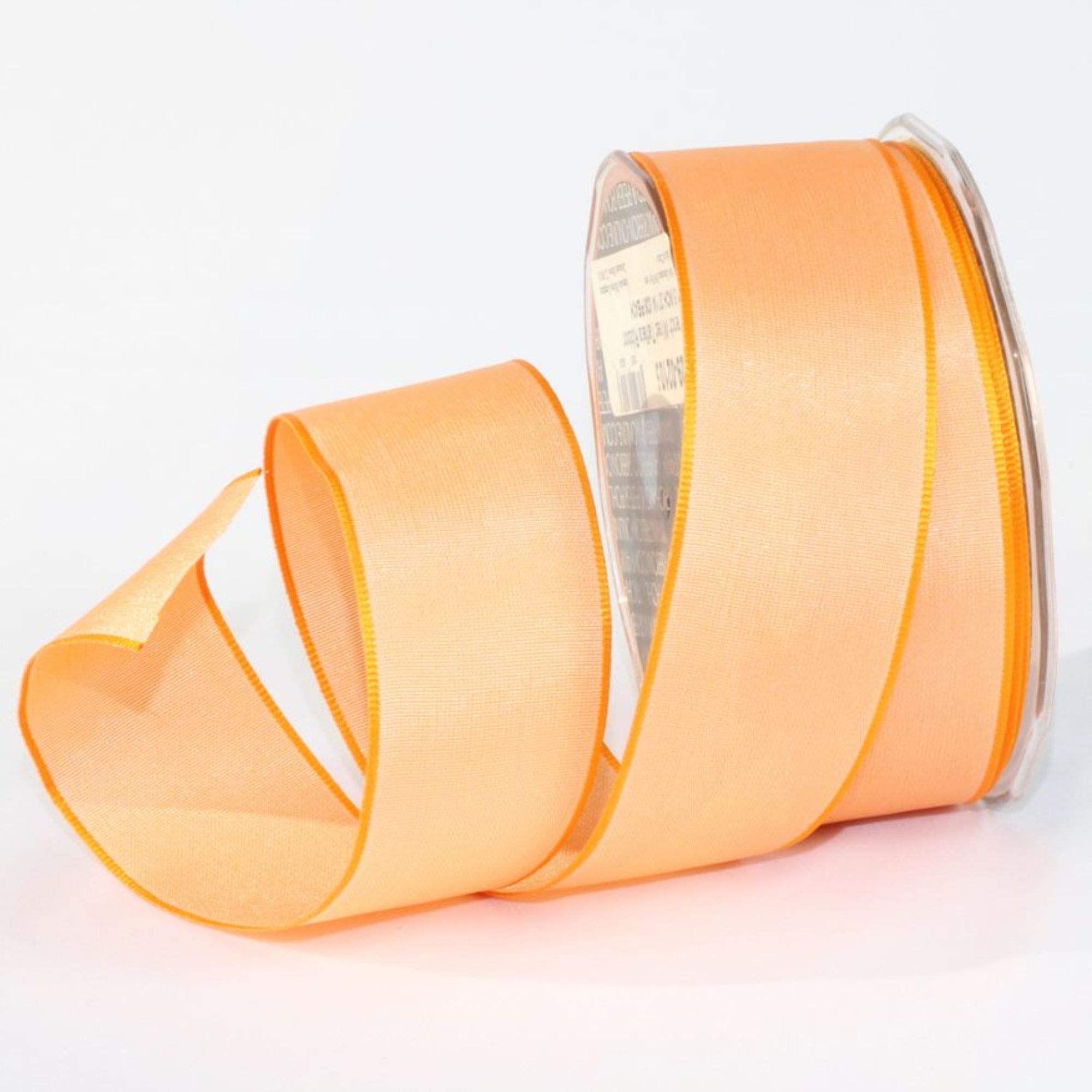 Peach Orange French Taffeta Wired Craft Ribbon - 1.5 Inch x 27 Yards for Gift Wrapping, DIY Wedding Decorations & Floral Arrangements