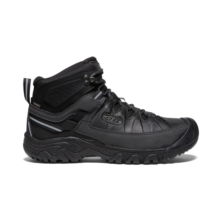 Men's KEEN Targhee III Mid WP Waterproof Hiking Boots - Triple Black - Durable & Comfortable for Outdoor Adventures, Trekking, and Trail Walking