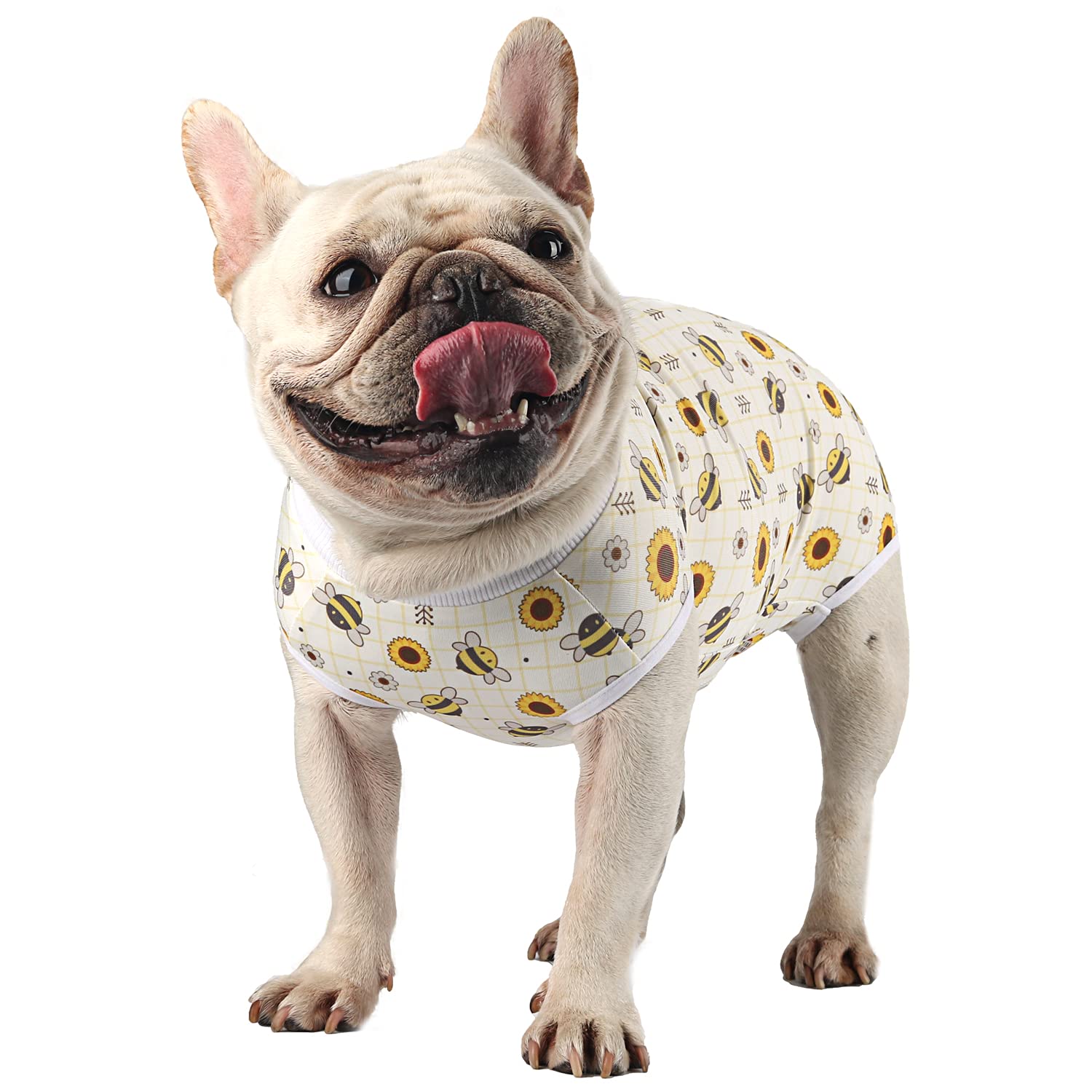 Female Dog Spay Recovery Suit - Post-Surgery Onesie for Small & Medium Dogs - Soft & Breathable Surgical Healing Garment - Perfect for Neutering, C-Section & Wound Protection (Bee/Large) - Keep Your Pet Comfortable During Recovery