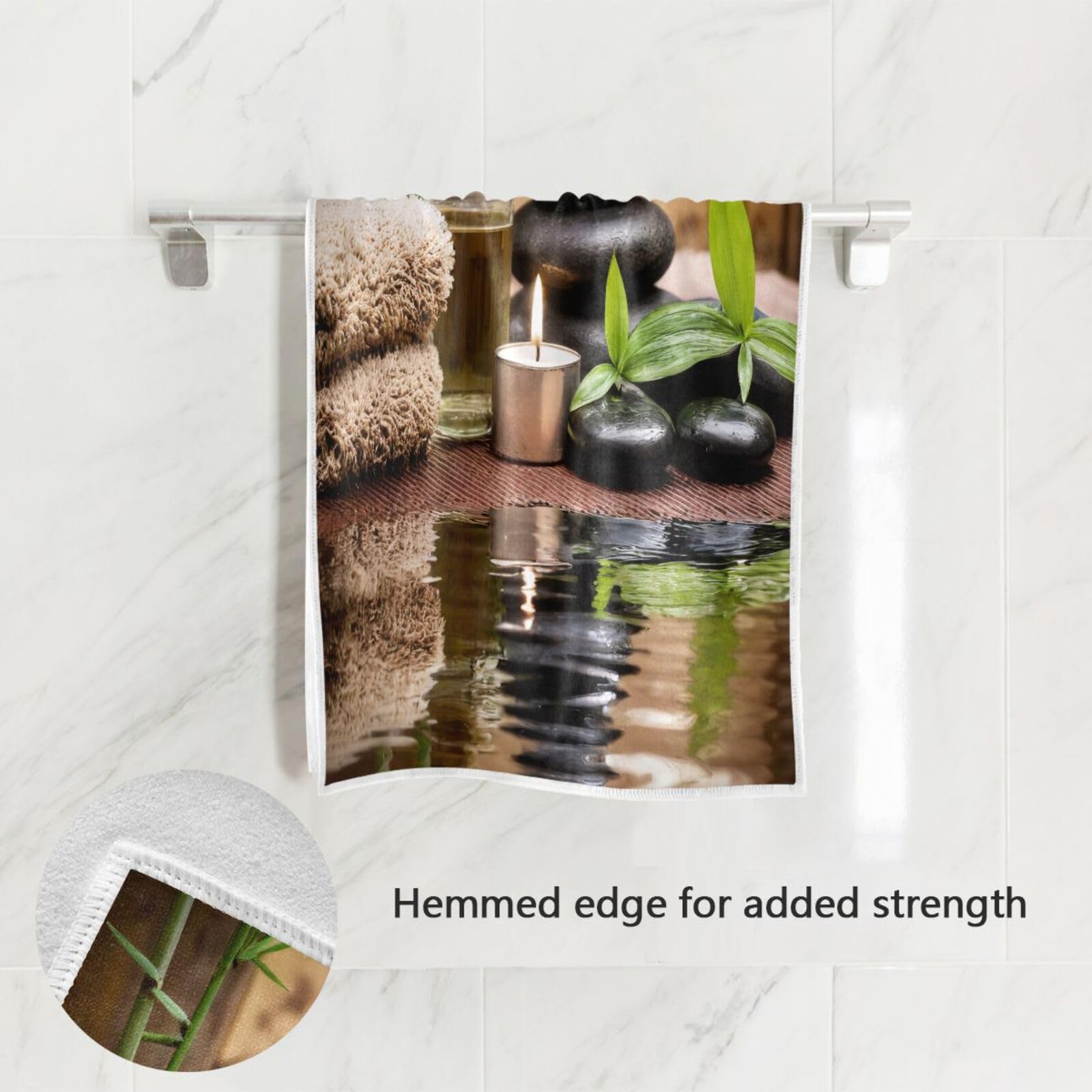 Premium Zen Basalt Stones Wood Soft Highly Absorbent Hand Towel 15
