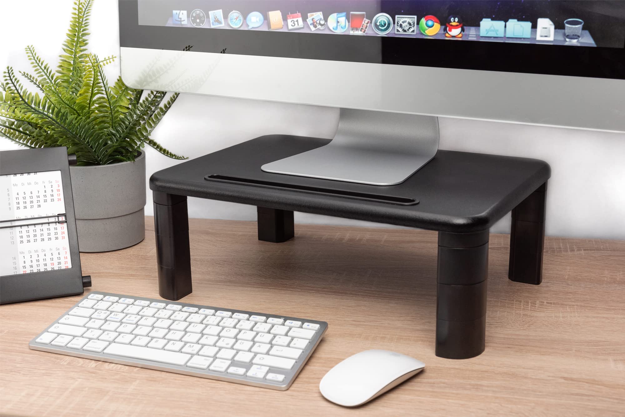 DIGITUS Ergonomic Monitor Riser Stand - Adjustable 3 Height Settings - Supports 10kg Weight Capacity - Perfect for Laptop, Tablet & Smartphone - Ideal for Home Office & Workspace Setup