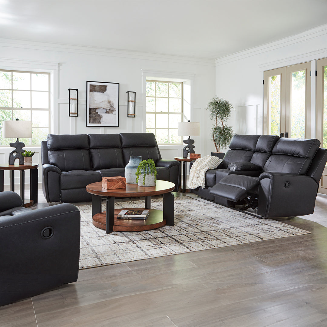 Montacute Reclining Sofa - 3-Seater Leather Recliner Couch with Cup Holders & USB Ports | Perfect for Living Room, Home Theater & Family Relaxation