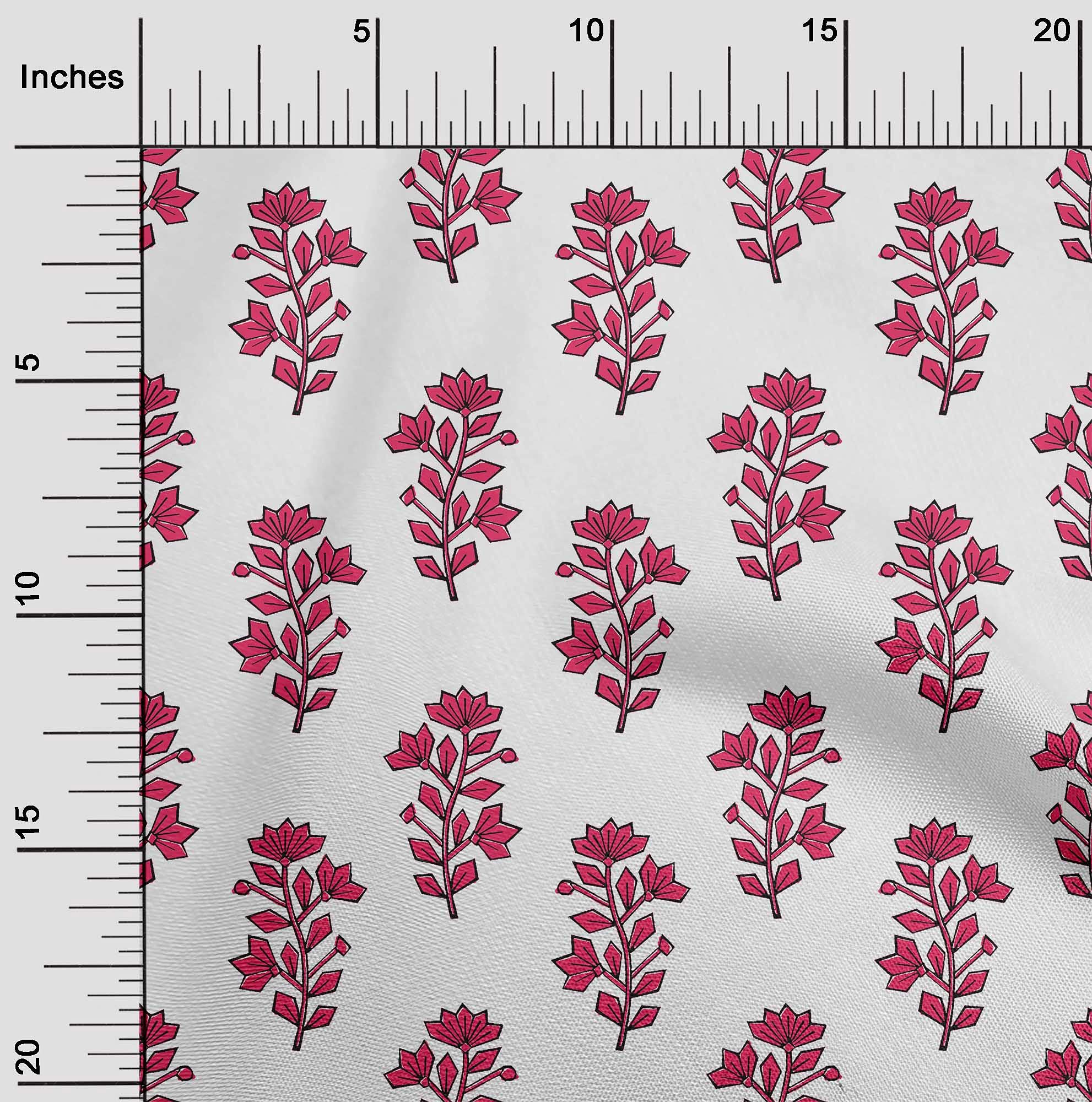 oneOone Viscose Chiffon Magenta Fabric Block Print Dress Material - 42 Inch Wide by The Yard (VR) | Perfect for DIY Dresses, Scarves & Home Decor Projects