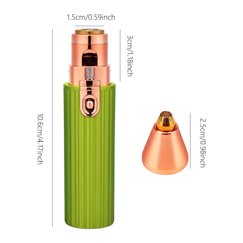 2 in 1 Rechargeable Electric Eyebrow Trimmer & Epilator for Women - Painless Facial Hair Removal, Lipstick Shape Design, Mini Razor Shaver (Green) | Perfect for Travel, Home Use & On-the-Go Grooming