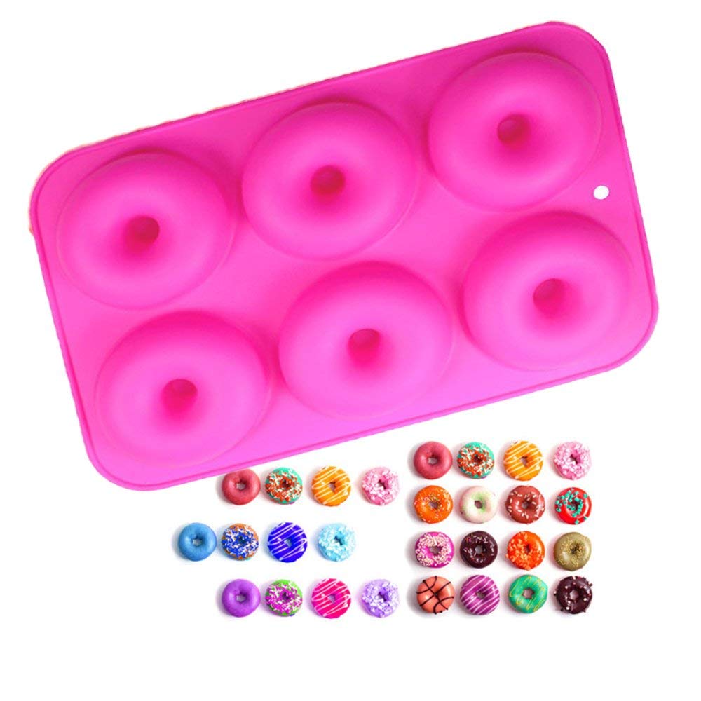 Premium 6-Cavity Silicone Donut Baking Mold Set of 2 - Non-Stick, Heat Resistant, Full-Sized Cookie & Cake Pan for Muffins, Bagels, Biscuits - Perfect for Home Baking, Party Treats & Holiday Desserts