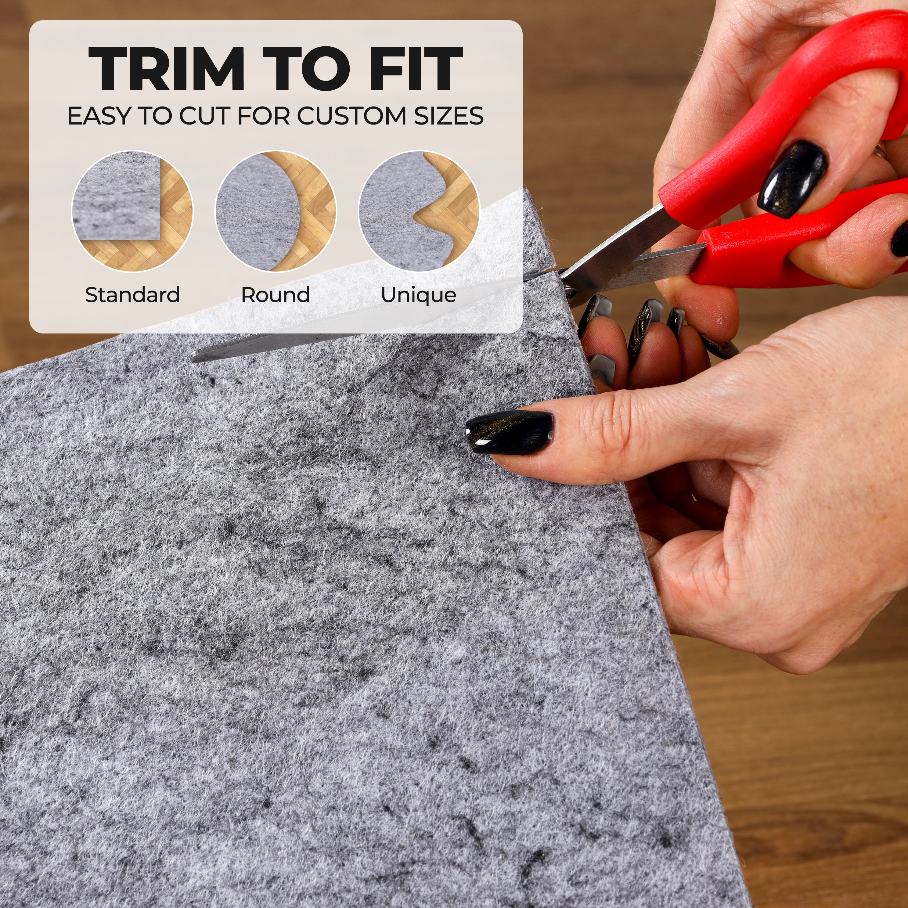 Non-Slip Polyester Felt & Rubber Rug Pad with Coating - Anti-Slip Carpet Underlay for Hardwood Floors, Tile & Laminate - Perfect for Living Room, Bedroom & Nursery Safety