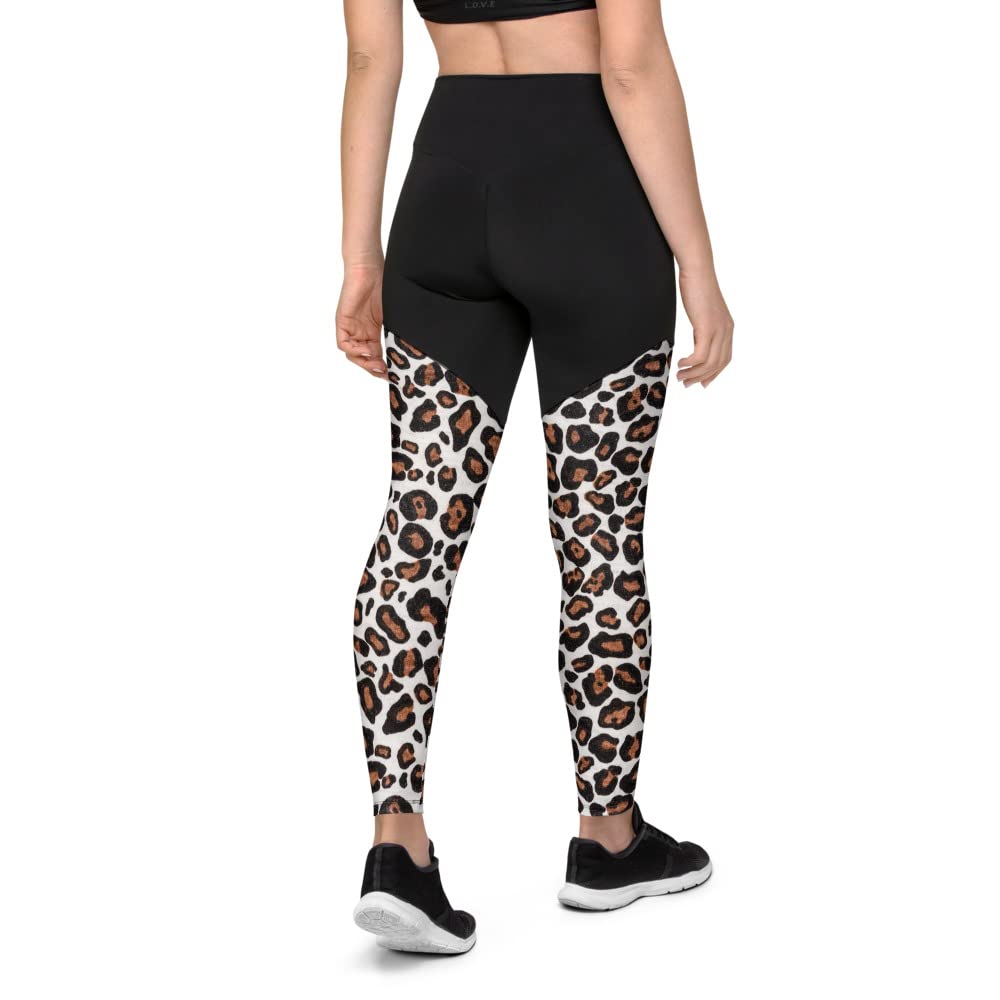 Leopard Print Animal Exotic Trendy Color Sports Leggings - High Waisted Yoga Pants for Women, Gym Workout Running & Fitness