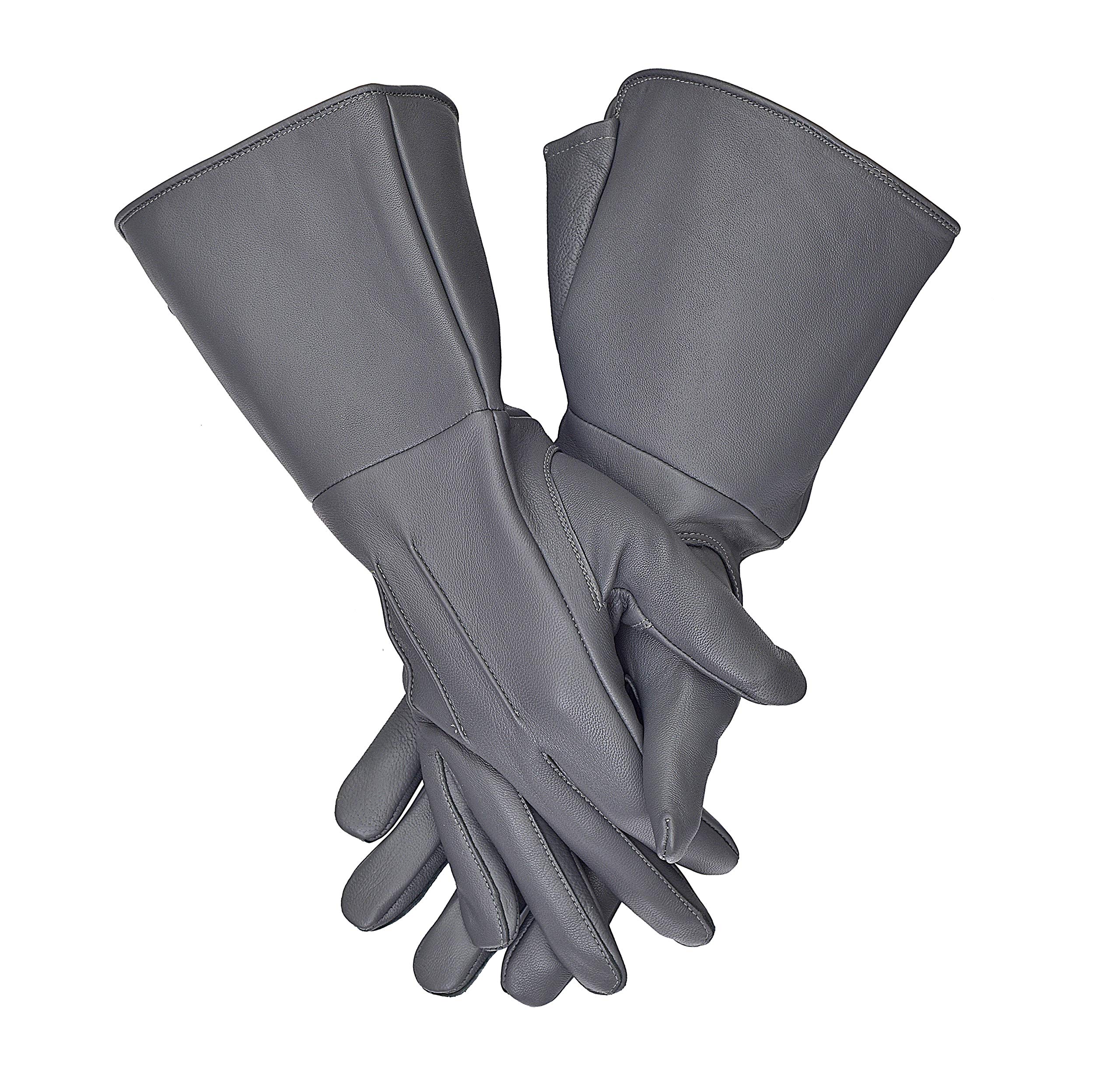 Medieval Gauntlet Leather Gloves for Cosplay - Long Arm Cuff LARP Costume Accessory - Perfect for Renaissance Faires, Theater Performances & Historical Reenactments