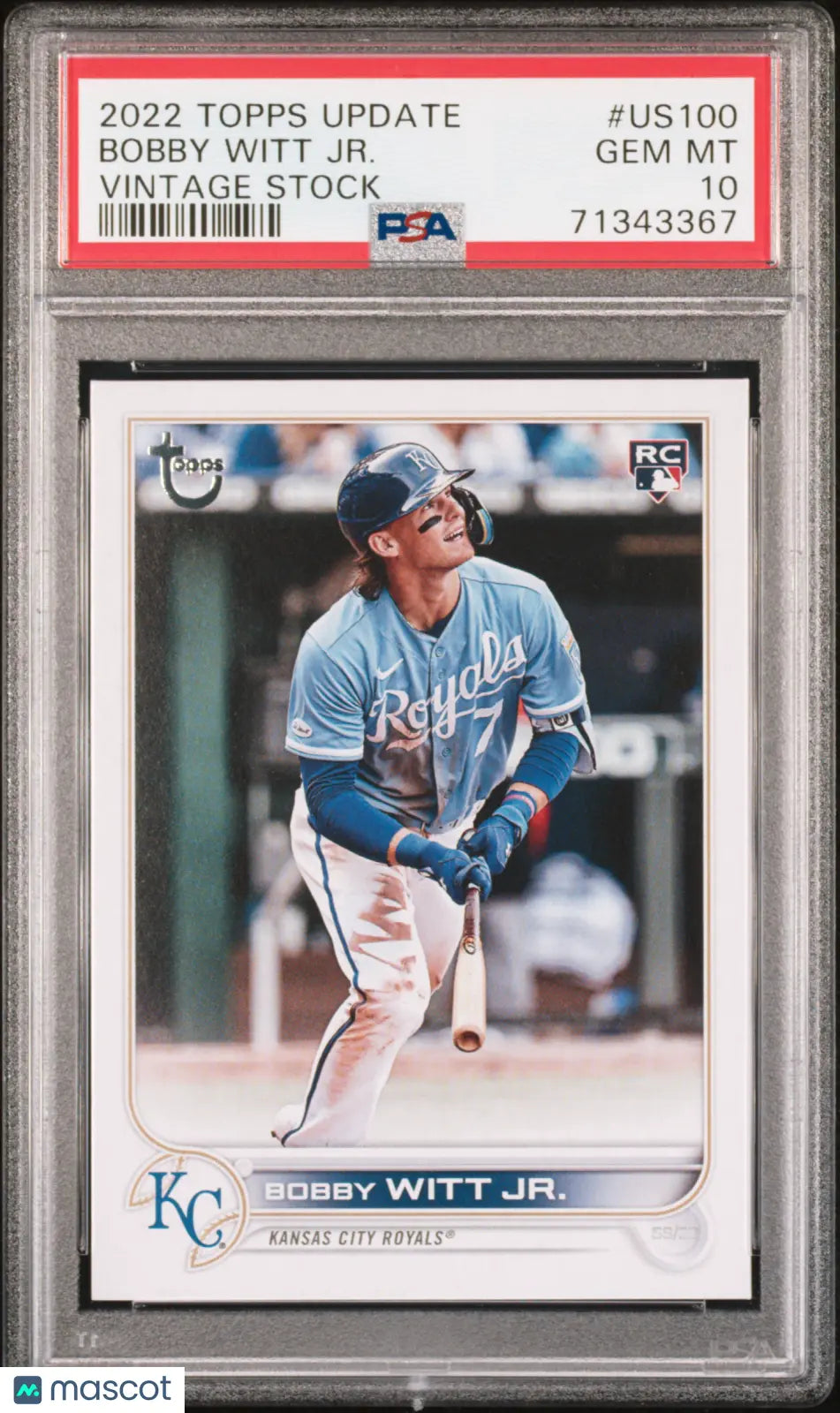 2022 Topps Update Baseball Bobby Witt Jr. RC Rookie Card - Vintage Stock PSA 10 Gem Mint /99 Limited Edition - Perfect for Baseball Card Collectors & Sports Memorabilia Enthusiasts