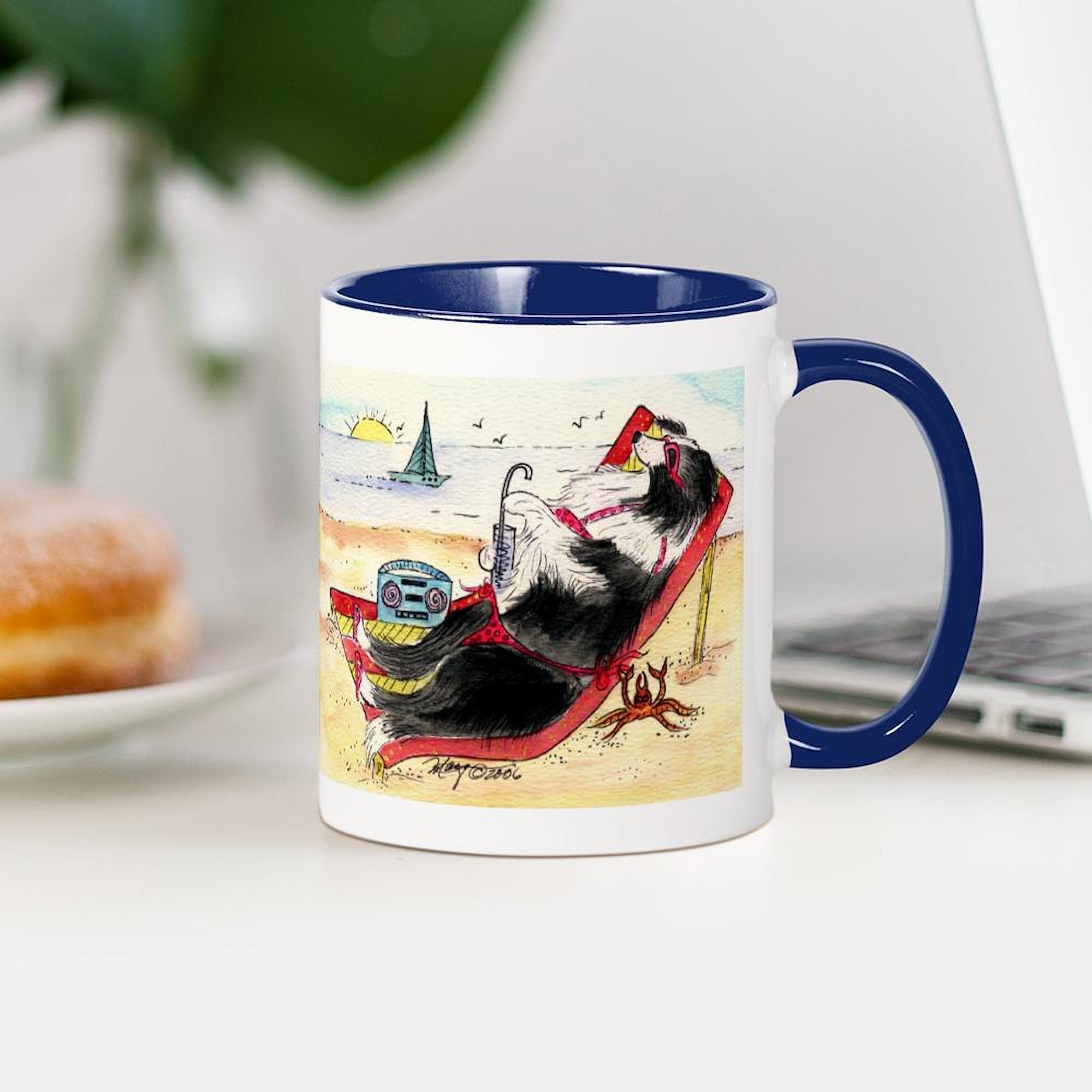 Border Collie Dog Lovers Ceramic Coffee Mug 11 oz (325 ml) - Perfect for Tea, Hot Chocolate & Office Gifts