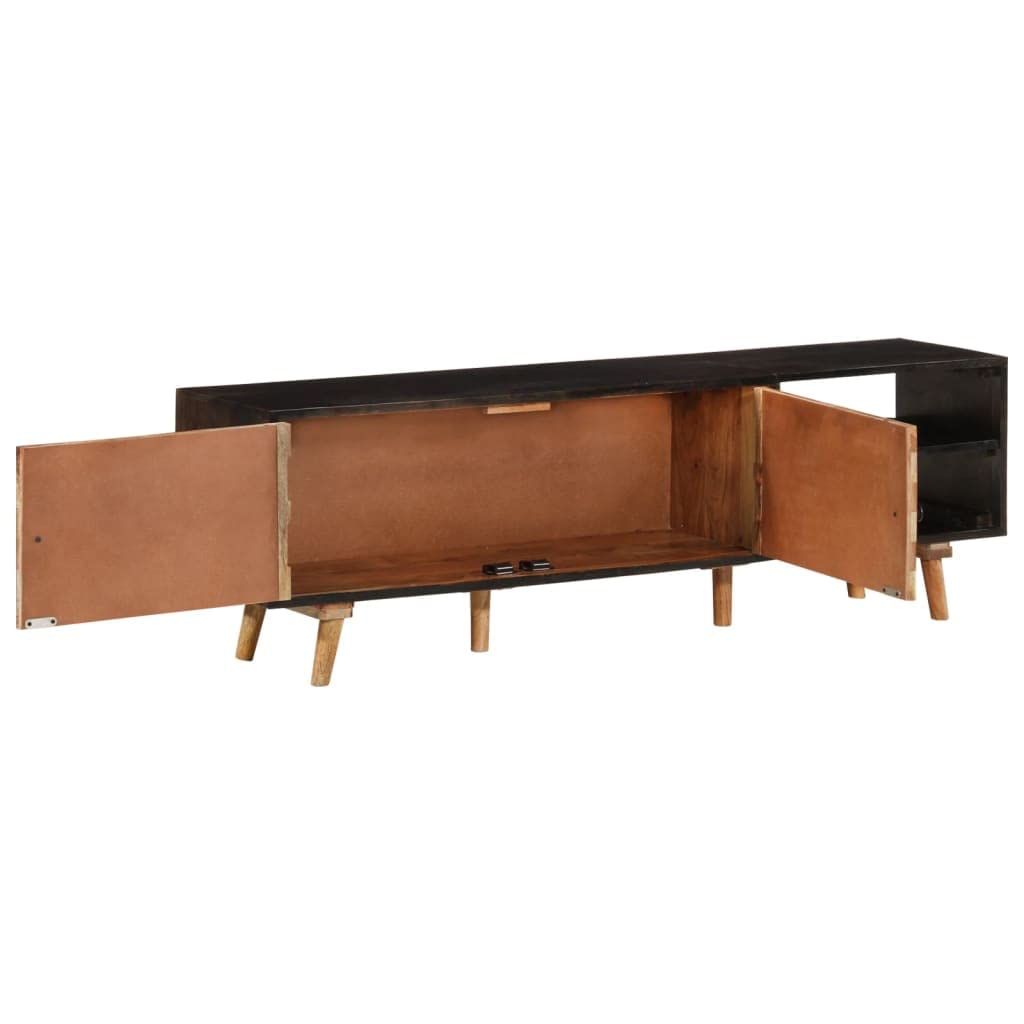vidaXL TV Stand for Living Room - Solid Acacia Wood & Rough Mango Wood Media Console with Storage | Entertainment Center & Sideboard for Home Theater Setup
